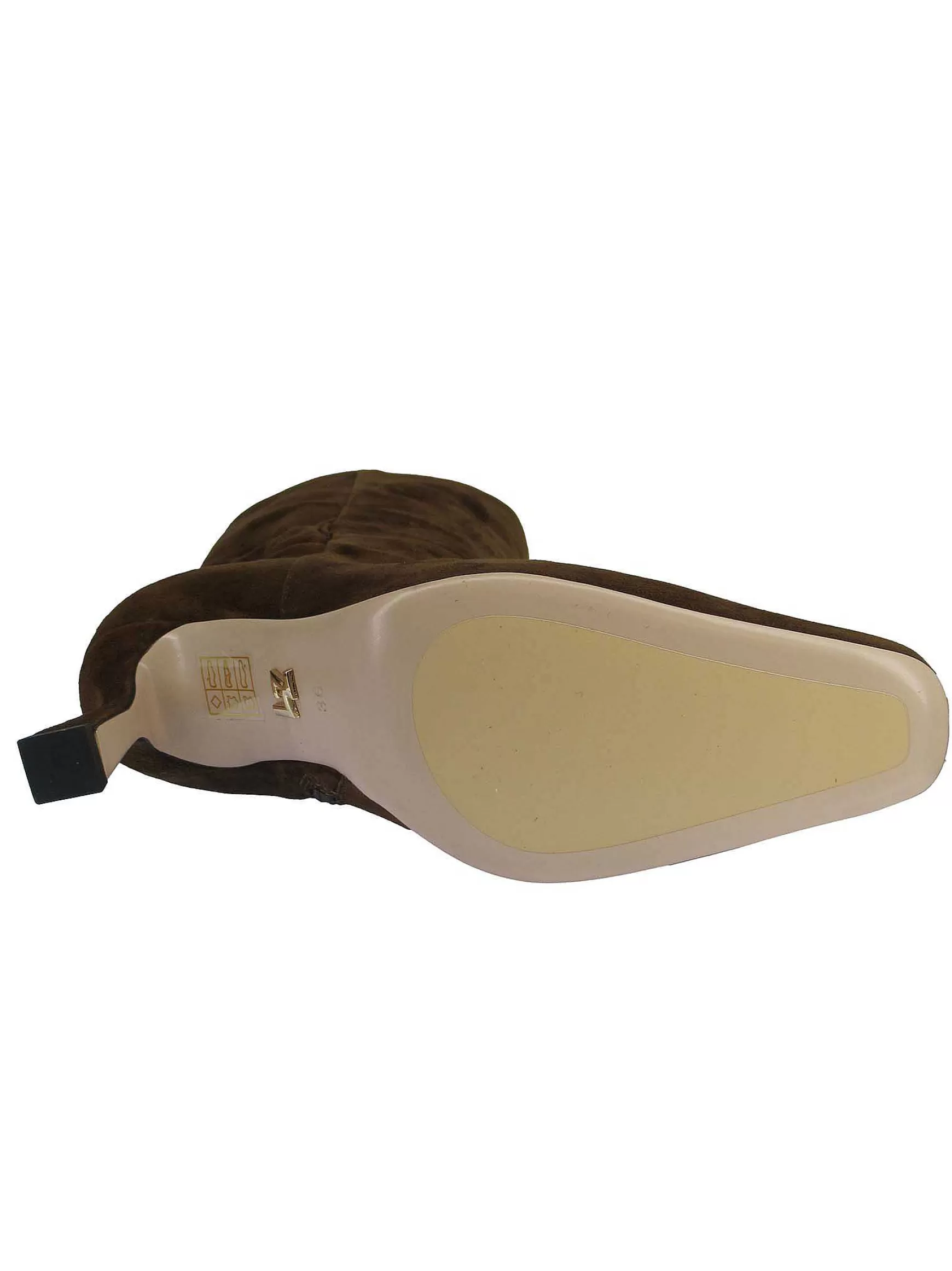 Calzature Donna Stivali In Camoscio Marrone Con Tacco Alto Punta Quadra Ed Elastico Posteriore*Lola Cruz Best Sale