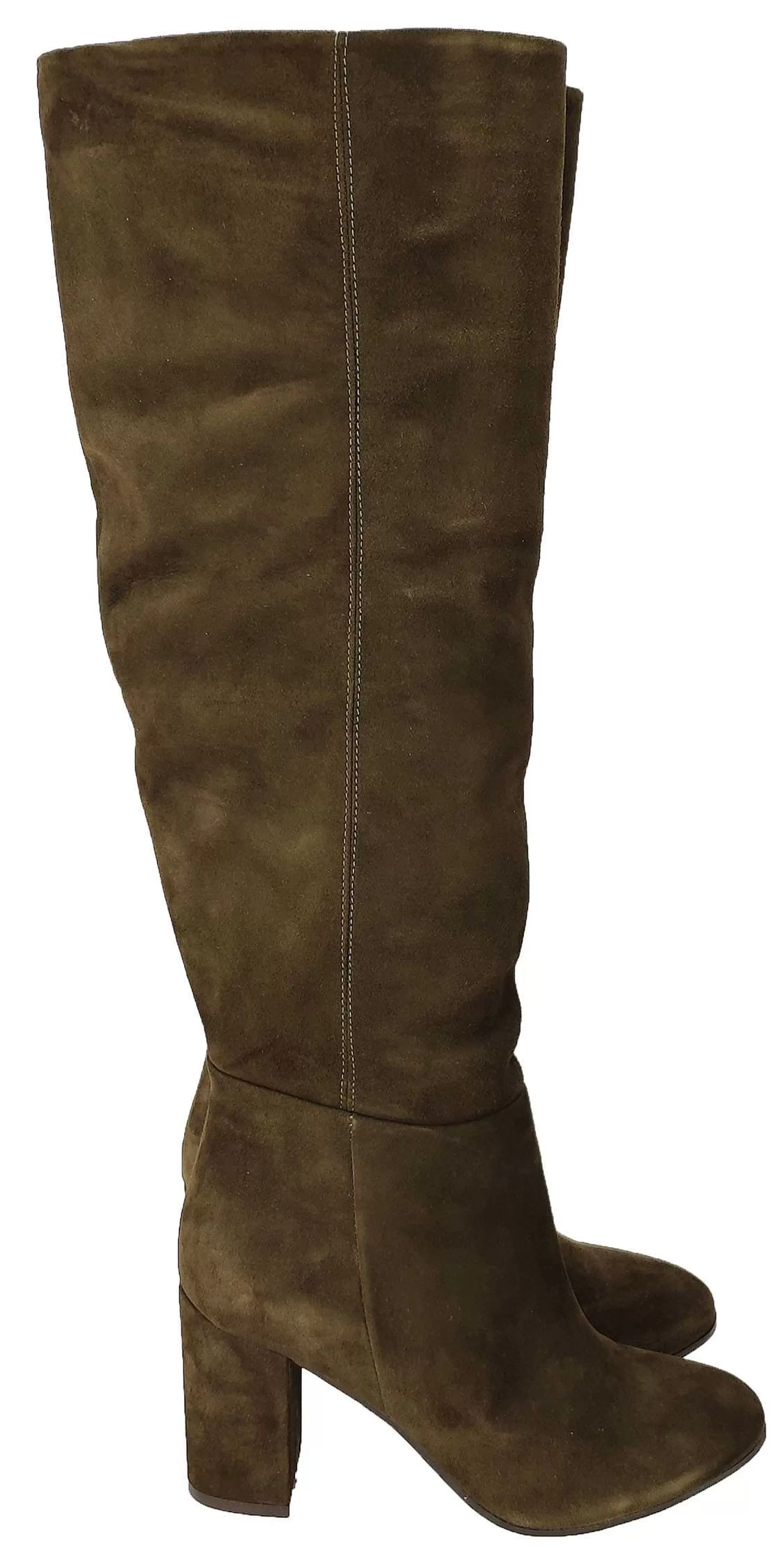Calzature Donna Stivali In Pelle Camoscio Verde A Tubo Altezza Sopra Al Ginocchio*Carmens Cheap