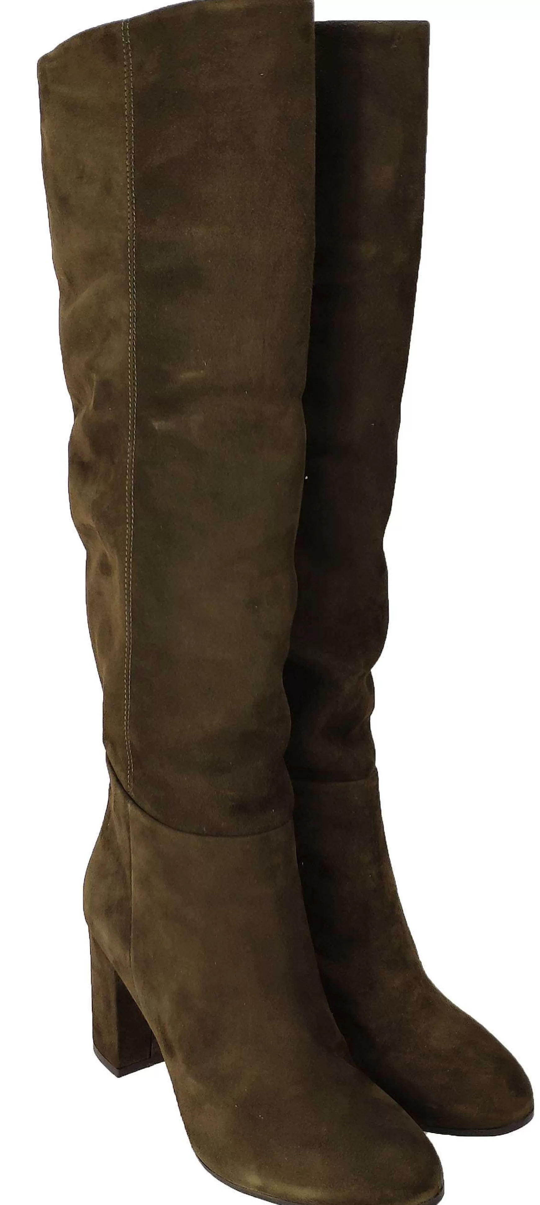 Calzature Donna Stivali In Pelle Camoscio Verde A Tubo Altezza Sopra Al Ginocchio*Carmens Cheap