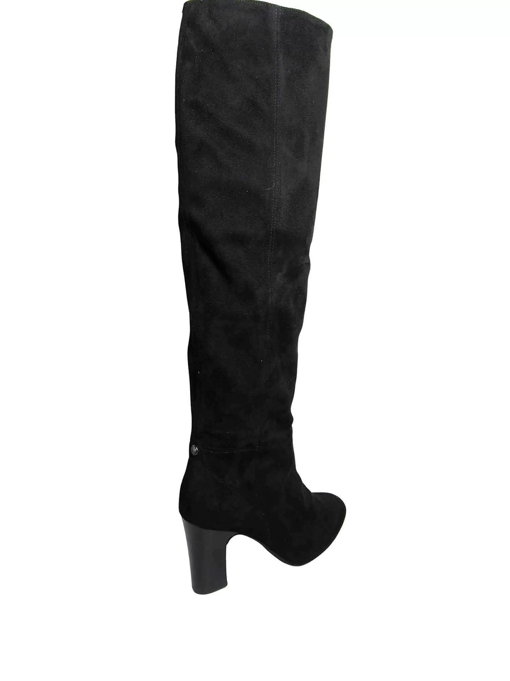 Calzature Donna Stivali Sopra Al Ginocchio Urica In Eco-Camoscio Nero Con Tacco Alto E Gambale Alto*Unisa Clearance