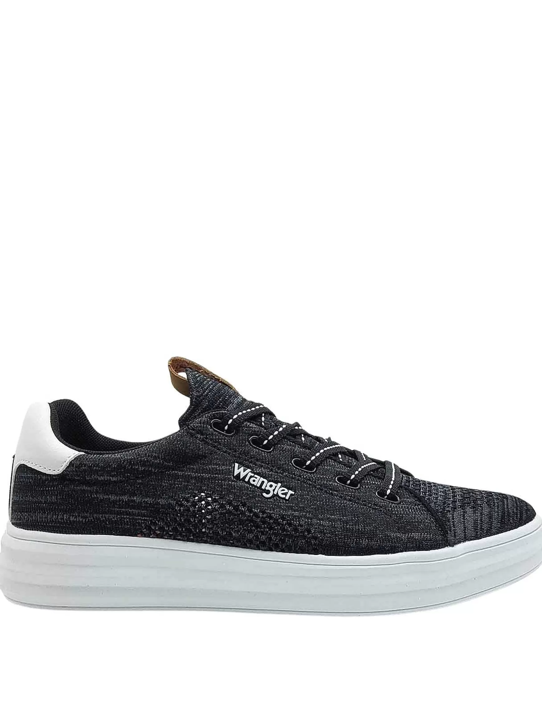Calzature Uomo Sneakers Jelly Stringate In Tessuto Nero E Suola In Gomma Bianca Ultra Leggera*Wrangler Outlet