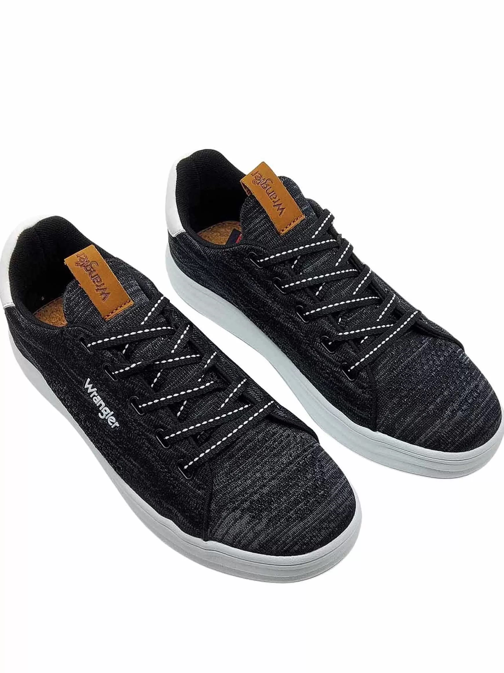 Calzature Uomo Sneakers Jelly Stringate In Tessuto Nero E Suola In Gomma Bianca Ultra Leggera*Wrangler Outlet