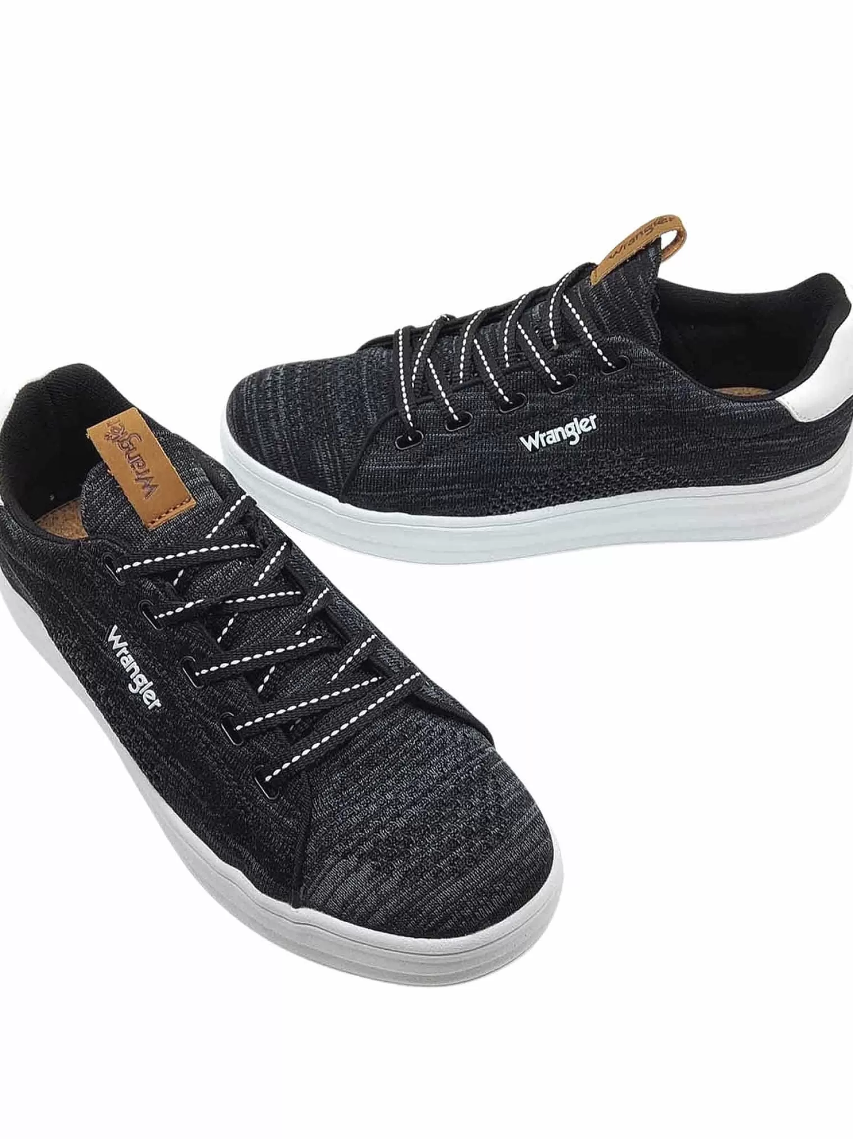 Calzature Uomo Sneakers Jelly Stringate In Tessuto Nero E Suola In Gomma Bianca Ultra Leggera*Wrangler Outlet