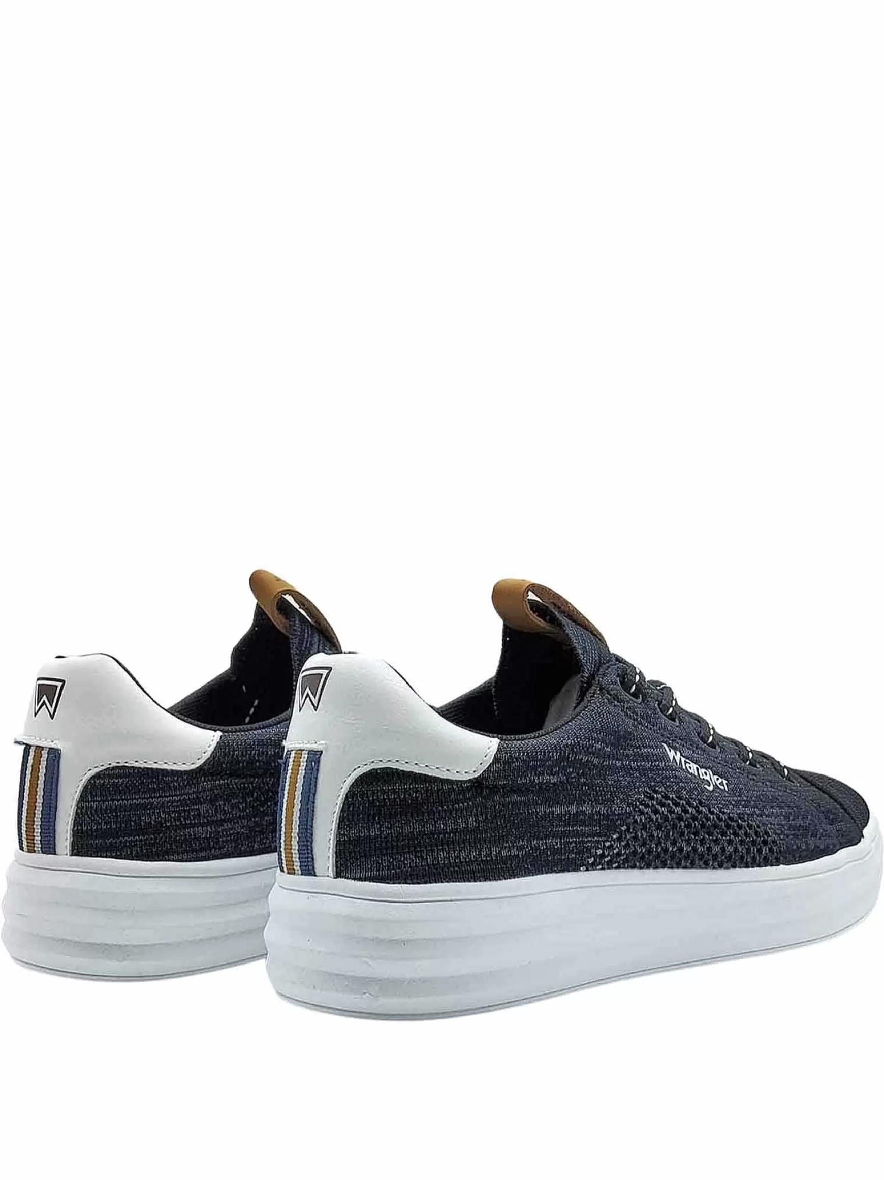 Calzature Uomo Sneakers Jelly Stringate In Tessuto Nero E Suola In Gomma Bianca Ultra Leggera*Wrangler Outlet