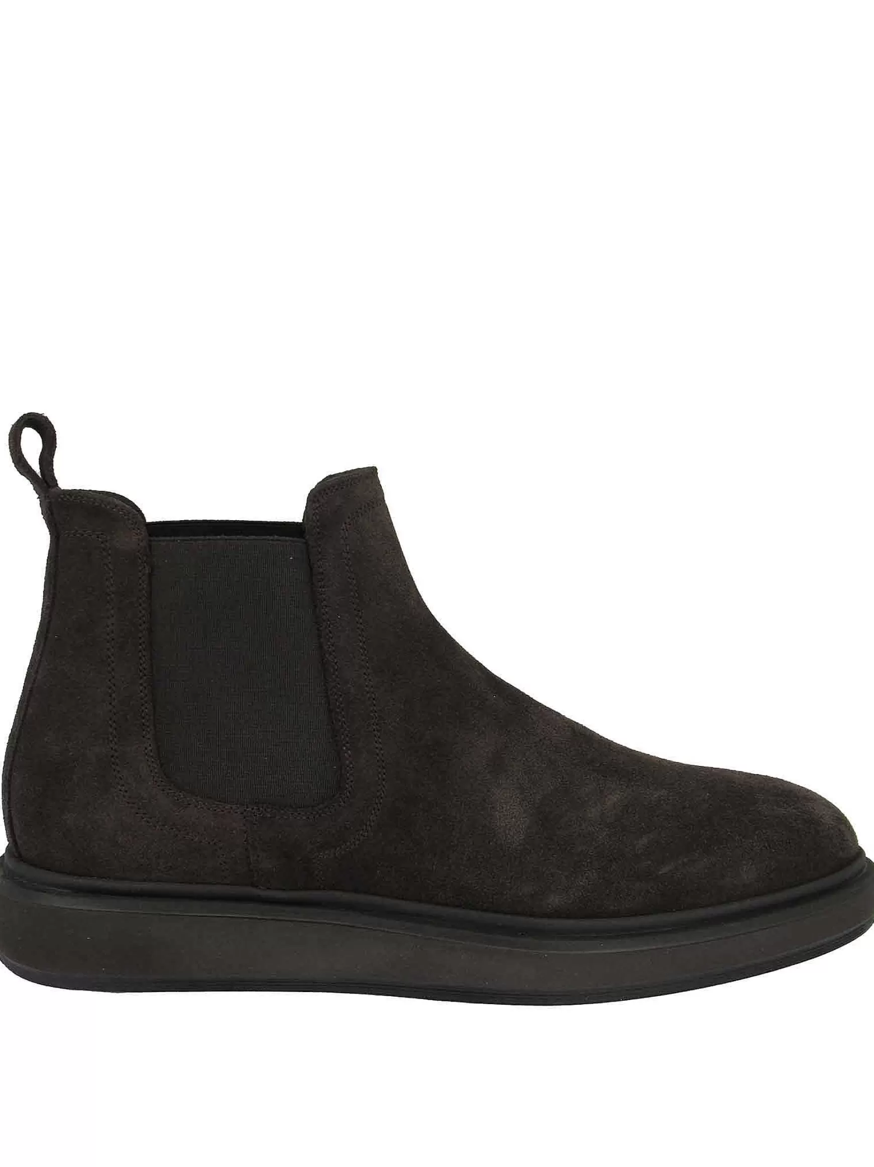 Calzature Uomo Stivaletti Chelsea Boot In Camoscio Marrone E Fondo Gomma Zeppa*Jerold Wilton Online