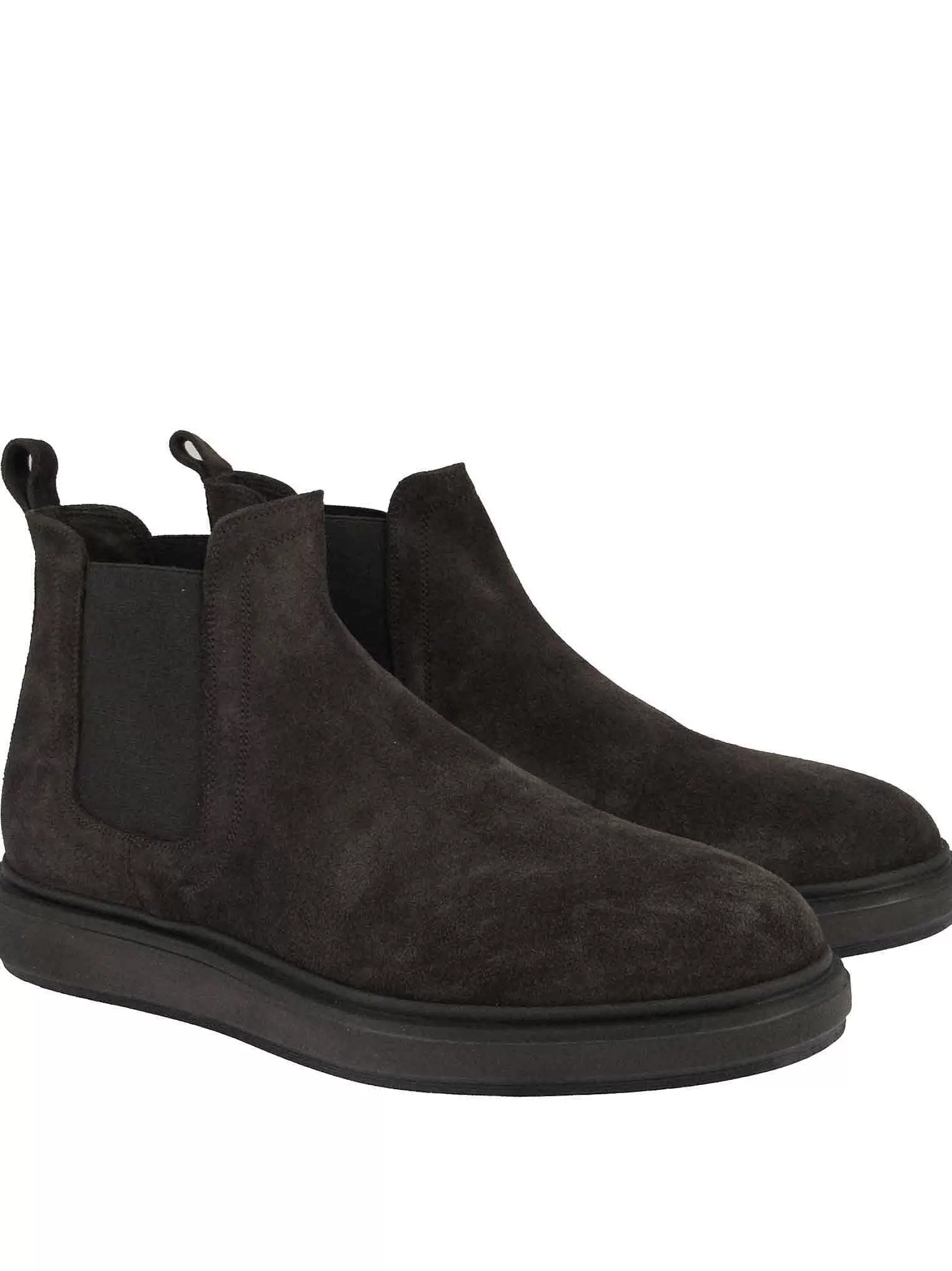 Calzature Uomo Stivaletti Chelsea Boot In Camoscio Marrone E Fondo Gomma Zeppa*Jerold Wilton Online