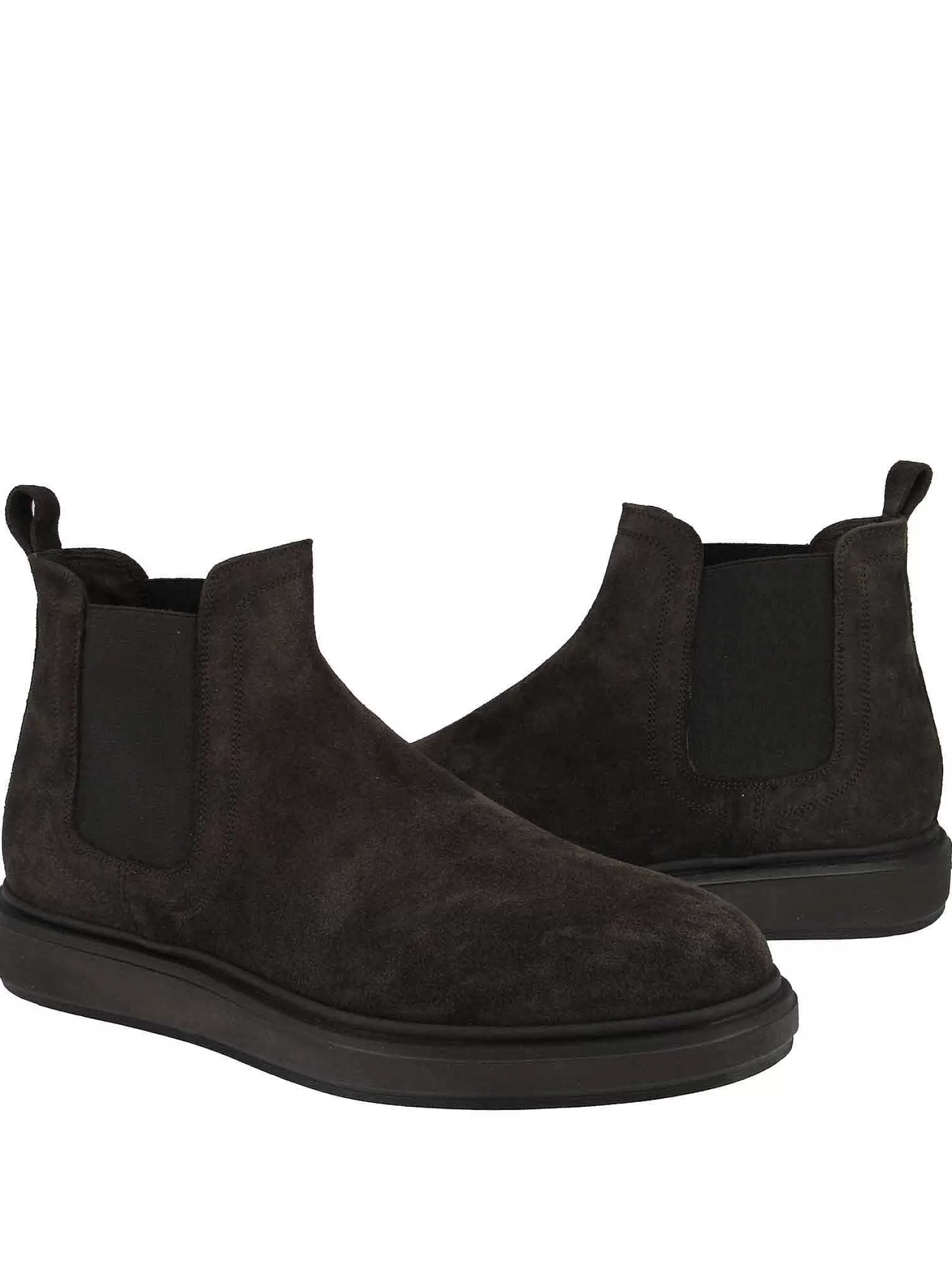 Calzature Uomo Stivaletti Chelsea Boot In Camoscio Marrone E Fondo Gomma Zeppa*Jerold Wilton Online
