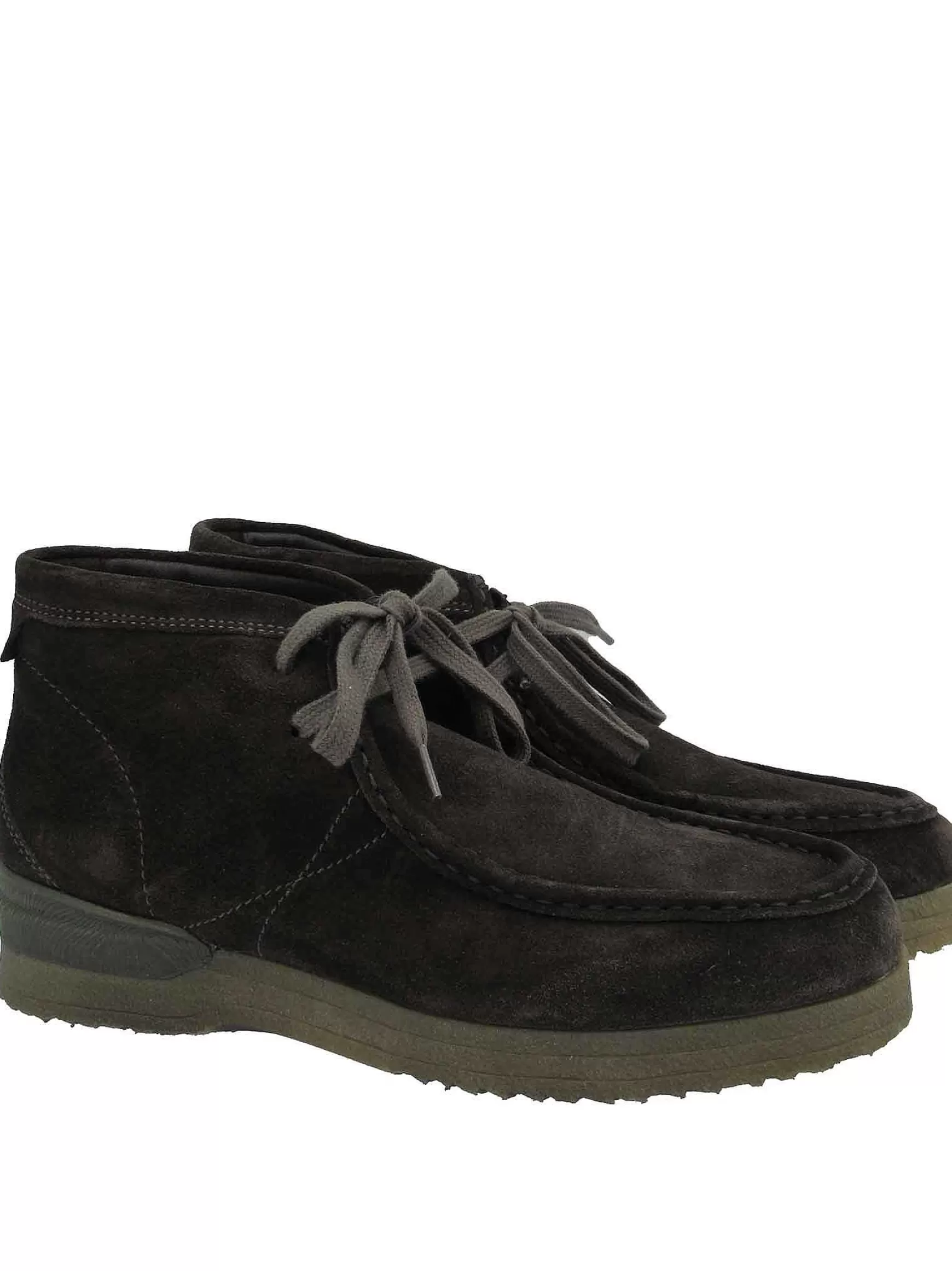 Calzature Uomo Stivaletti Polacchine In Camoscio Fango Con Cuciture E Fondo Para*Jeep Fashion