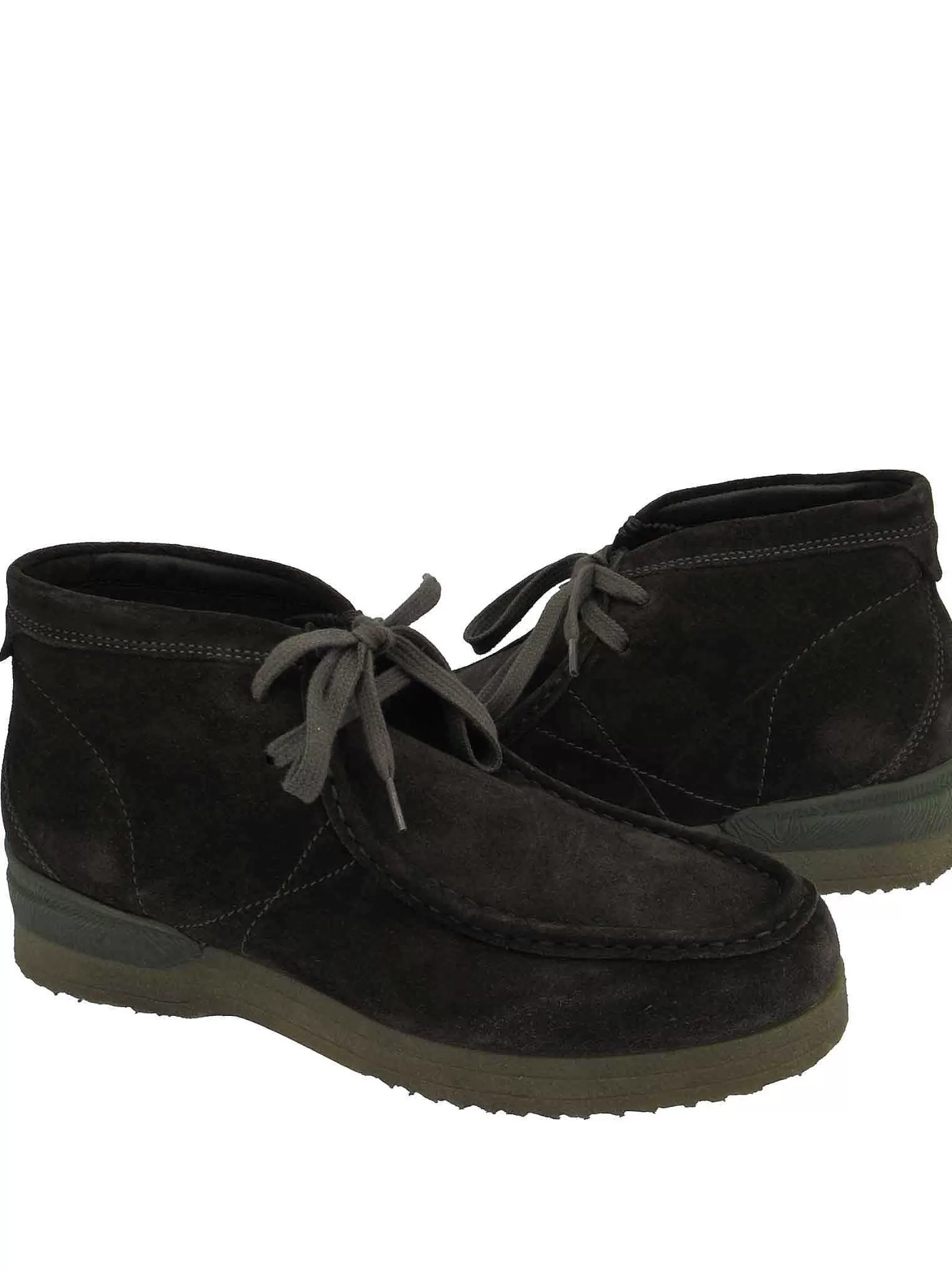 Calzature Uomo Stivaletti Polacchine In Camoscio Fango Con Cuciture E Fondo Para*Jeep Fashion