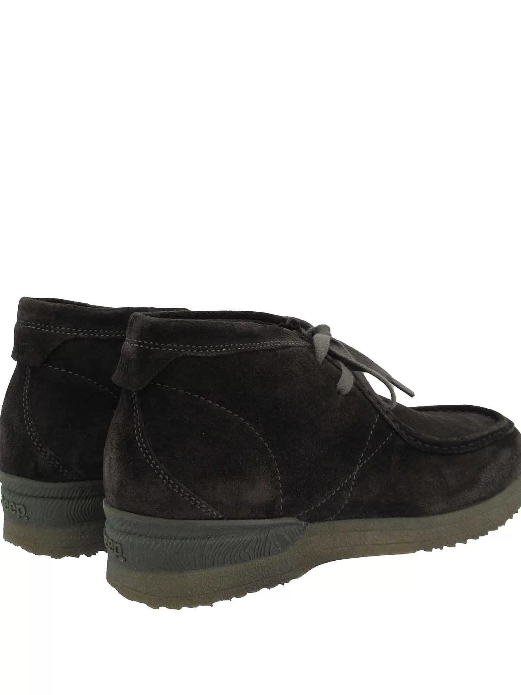 Calzature Uomo Stivaletti Polacchine In Camoscio Fango Con Cuciture E Fondo Para*Jeep Fashion