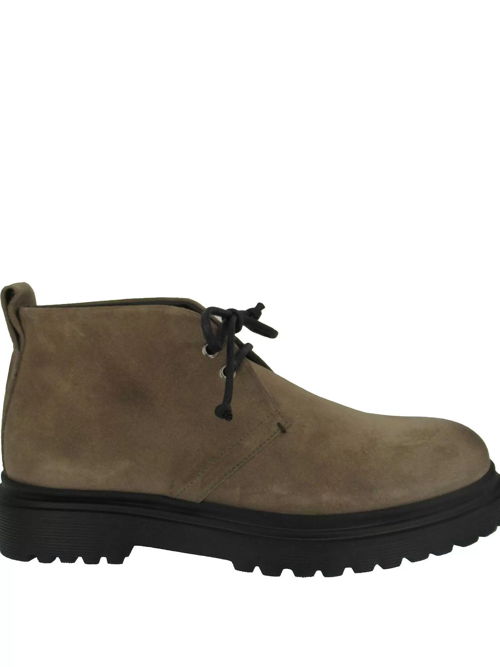 Calzature Uomo Stivaletti Stringati In Camoscio Taupe Con Fondo Gomma Carrarmato*Rogal Clearance