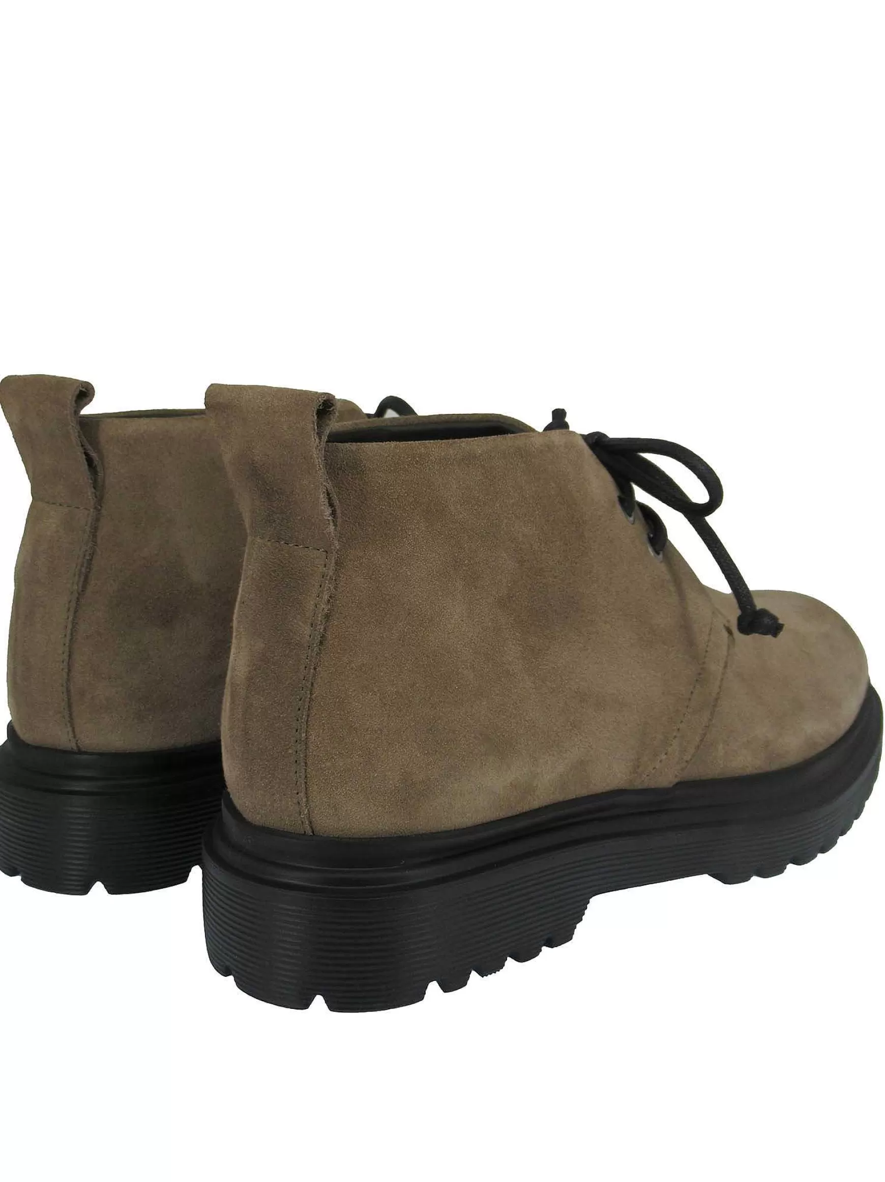 Calzature Uomo Stivaletti Stringati In Camoscio Taupe Con Fondo Gomma Carrarmato*Rogal Clearance
