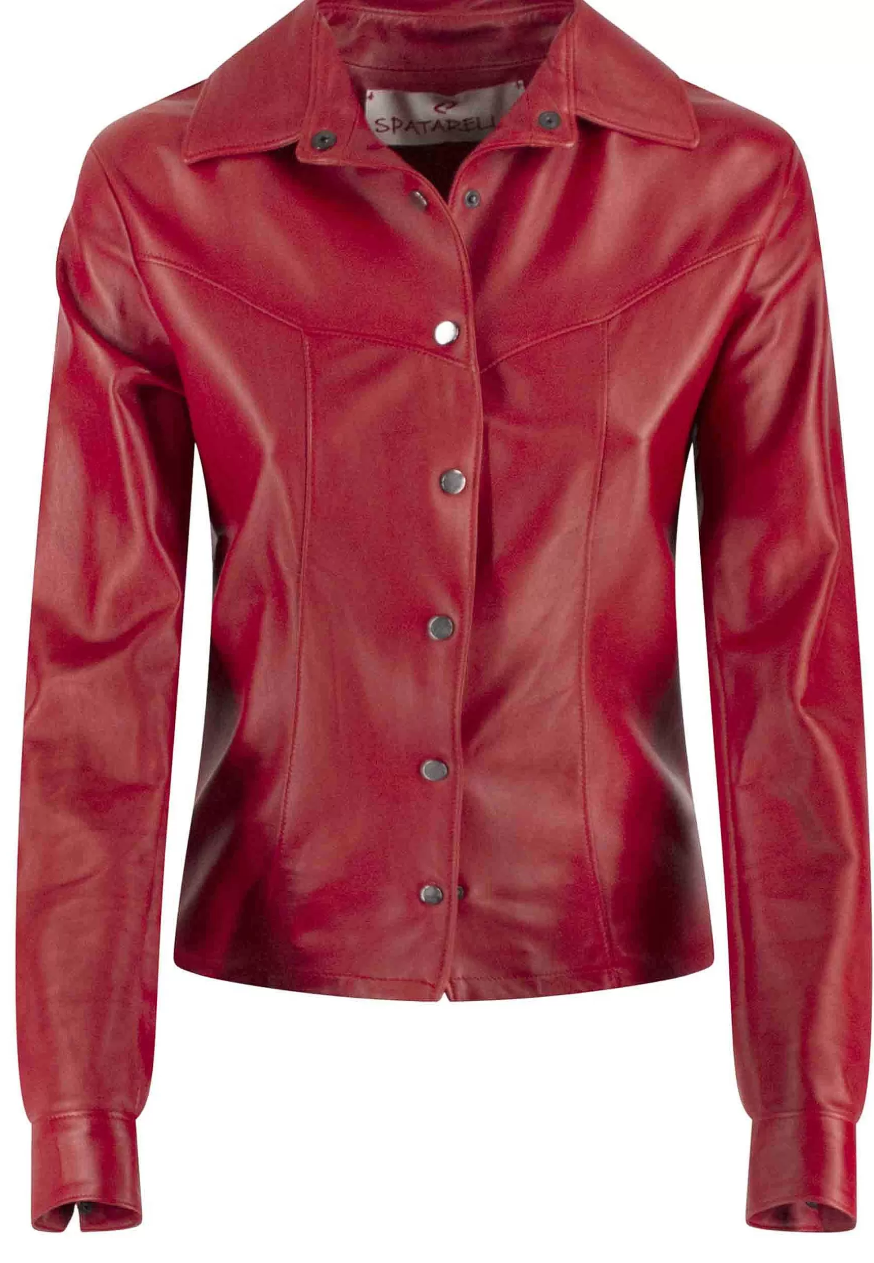 Camicia Donna In Pelle Sfoderata Rossa Maniche Lunghe** Sale