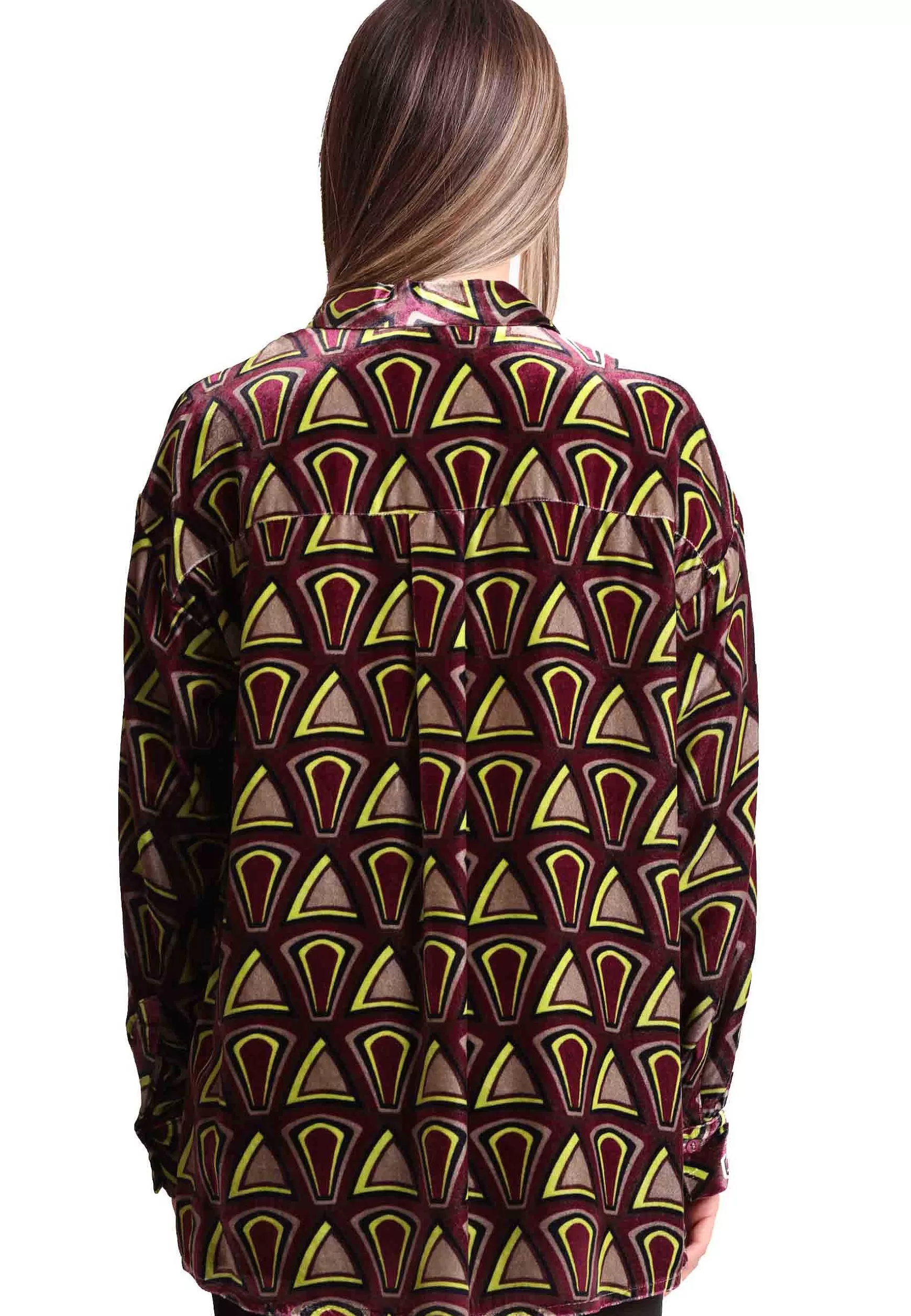 Camicia Donna Velvet Print A Fantasia Marrone In Misto Seta*Maliparmi Sale