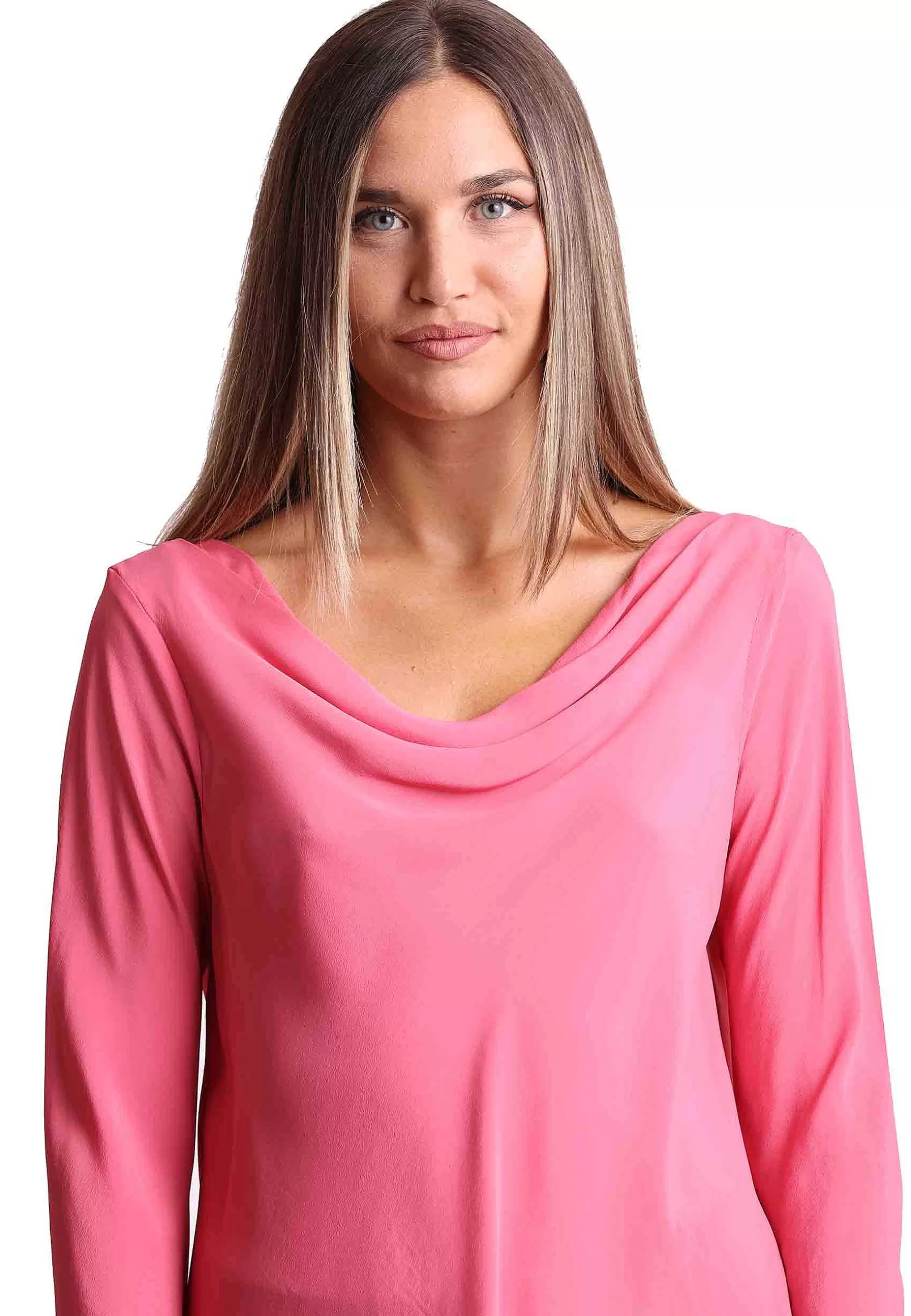 Camicie Donna Coloured Fluid In Seta Rosa Con Collo Drappeggiato*Maliparmi Cheap