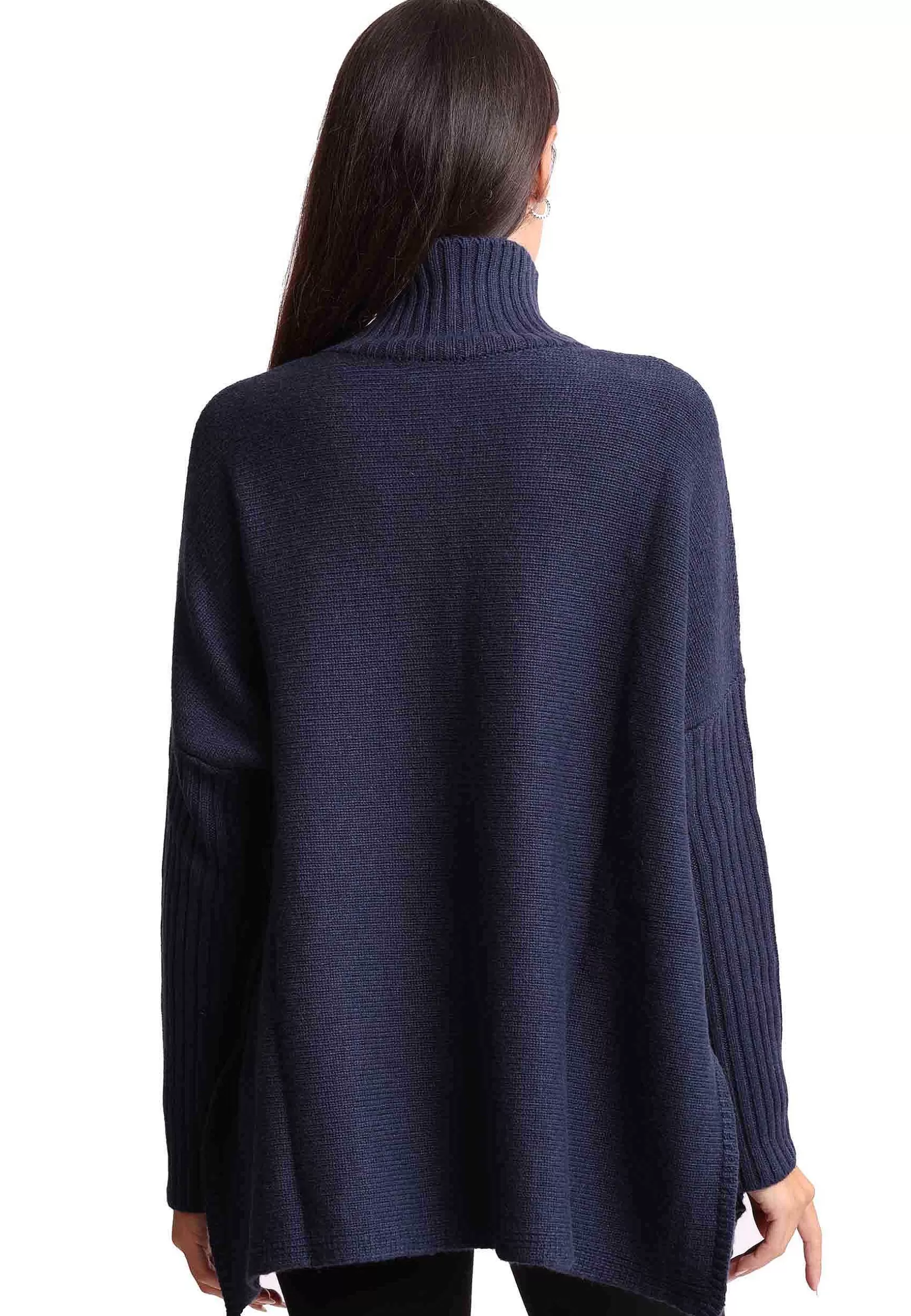 Cappa Donna New Soft Wool In Misto Cachemire Blu Con Collo Alto*Maliparmi Cheap