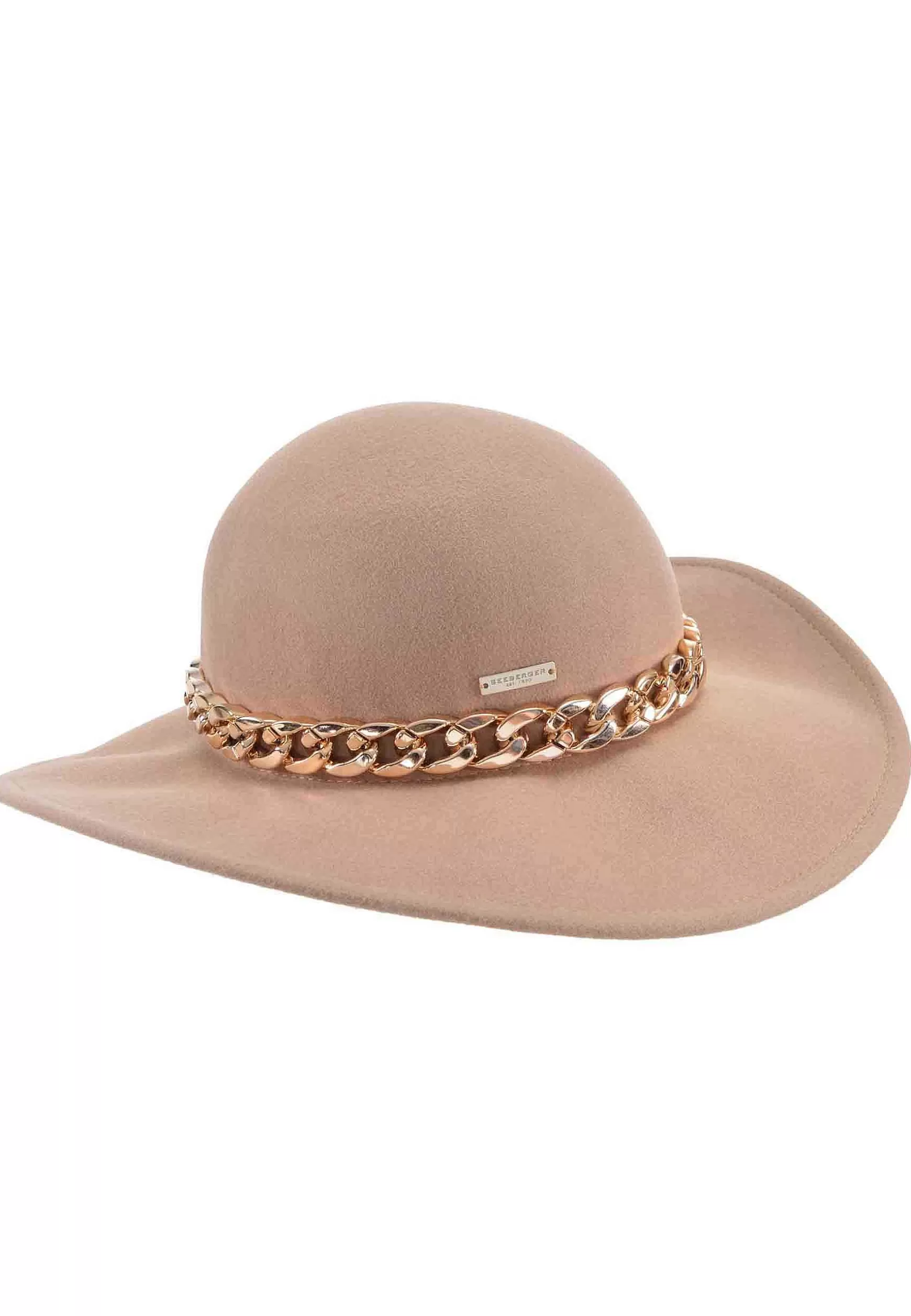 Cappello Donna In Lana Cammello Con Catena Oro*Seeberger Est 1890 Store