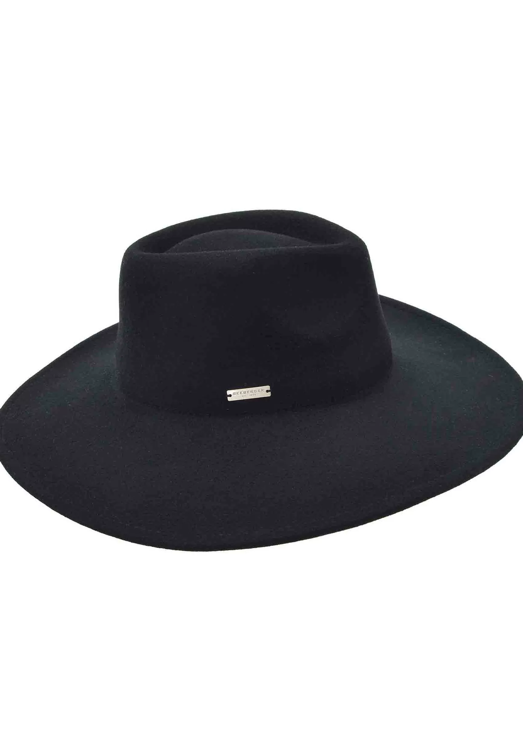 Cappello Fedora Donna In Lana Nero A Tesa Larga*Seeberger Est 1890 Flash Sale