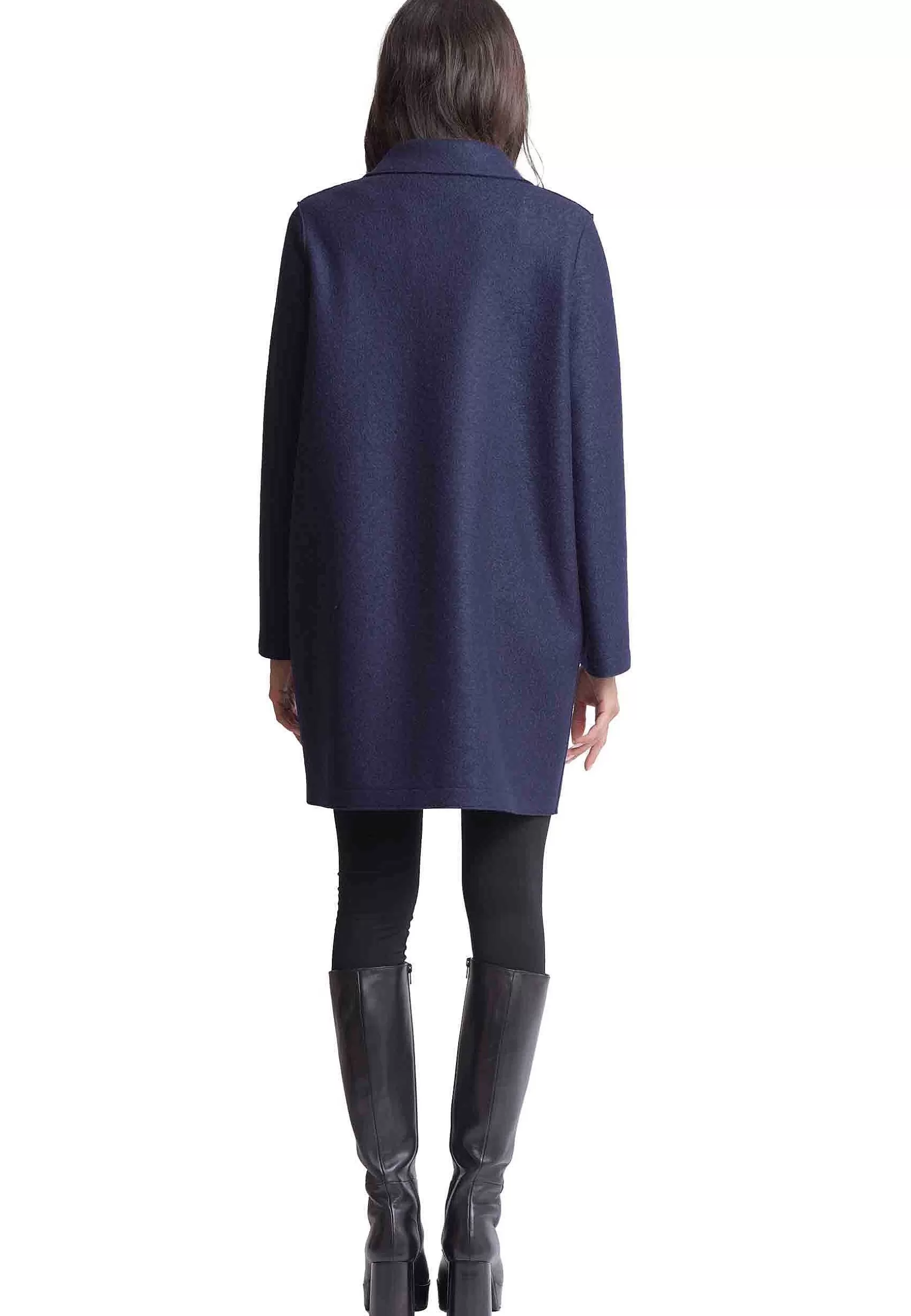 Cappotto Donna In Lana Blu Monopetto*Ewooluzione Shop