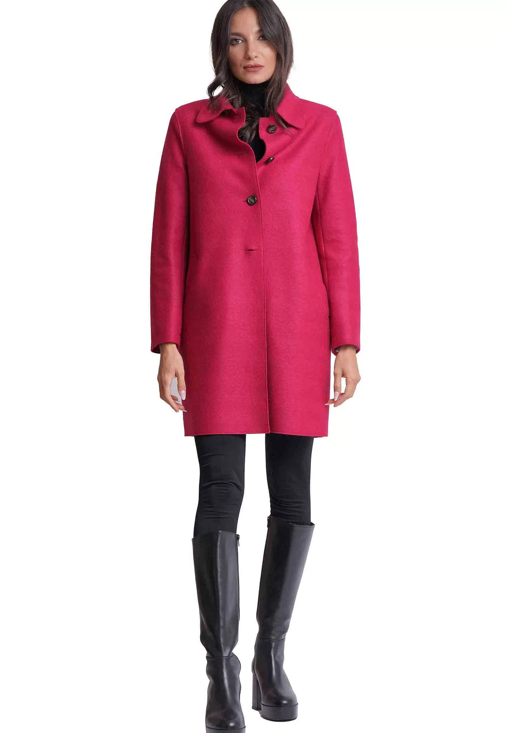 Cappotto Donna In Lana Rossa Monopetto*Ewooluzione Cheap