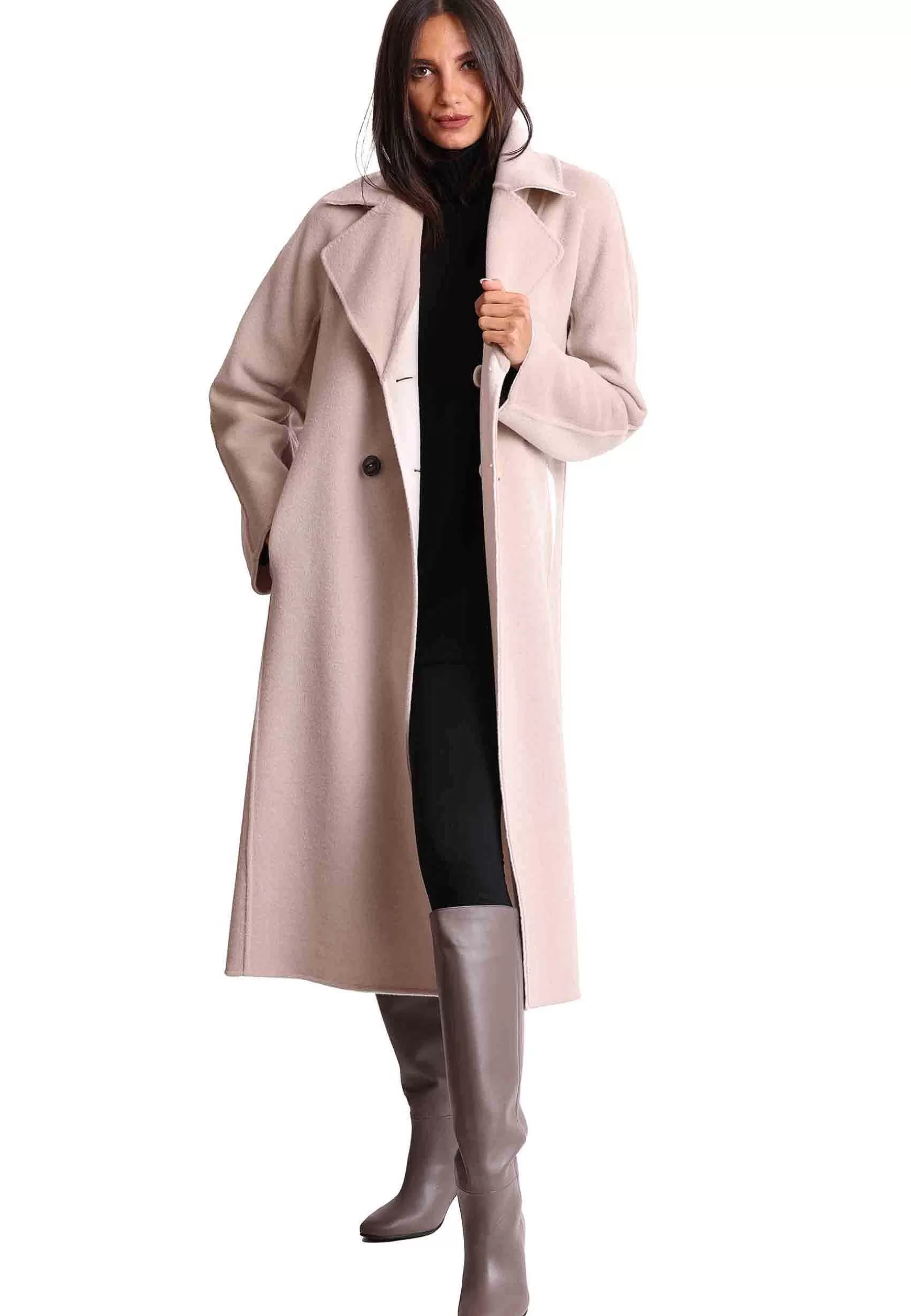 Cappotto Lungo Donna Double In Lana Avorio E Bianco A Doppiopetto*Maliparmi Clearance