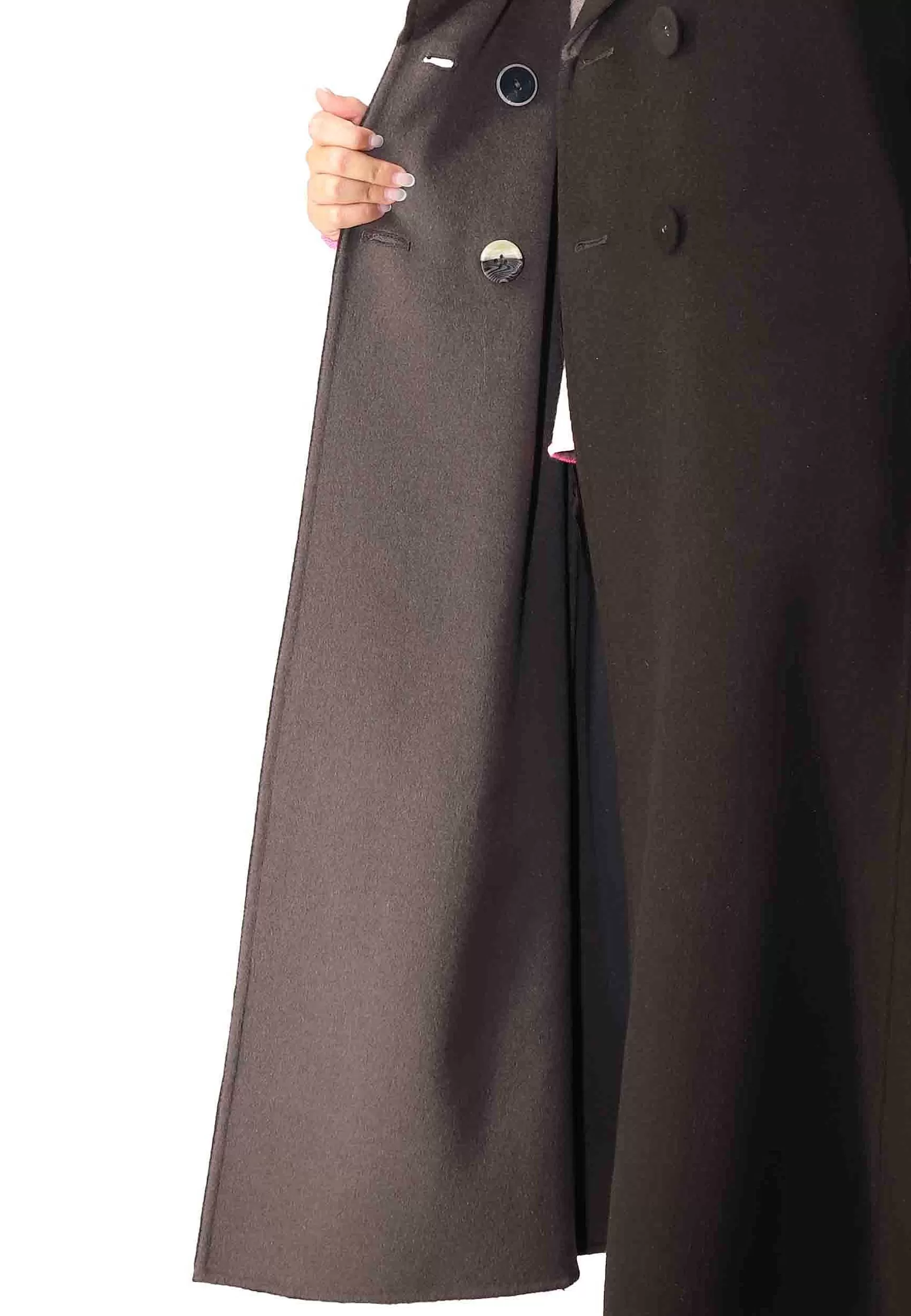 Cappotto Lungo Donna Double In Lana Marrone E Grigio A Doppiopetto*Maliparmi Cheap