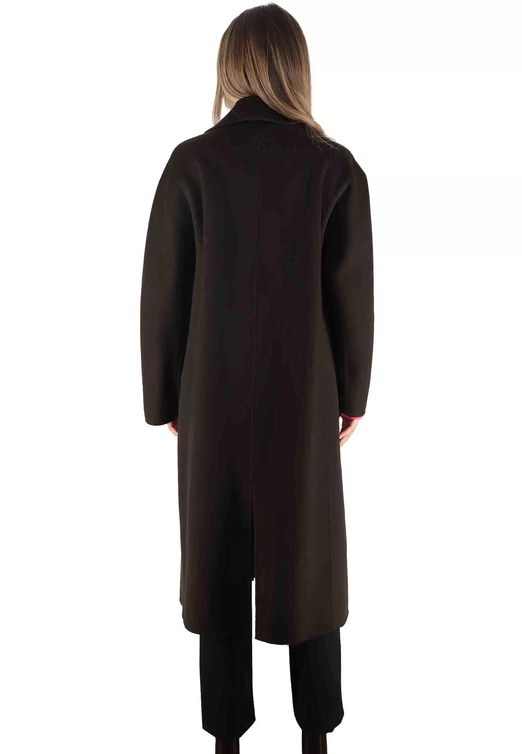 Cappotto Lungo Donna Double In Lana Marrone E Grigio A Doppiopetto*Maliparmi Cheap