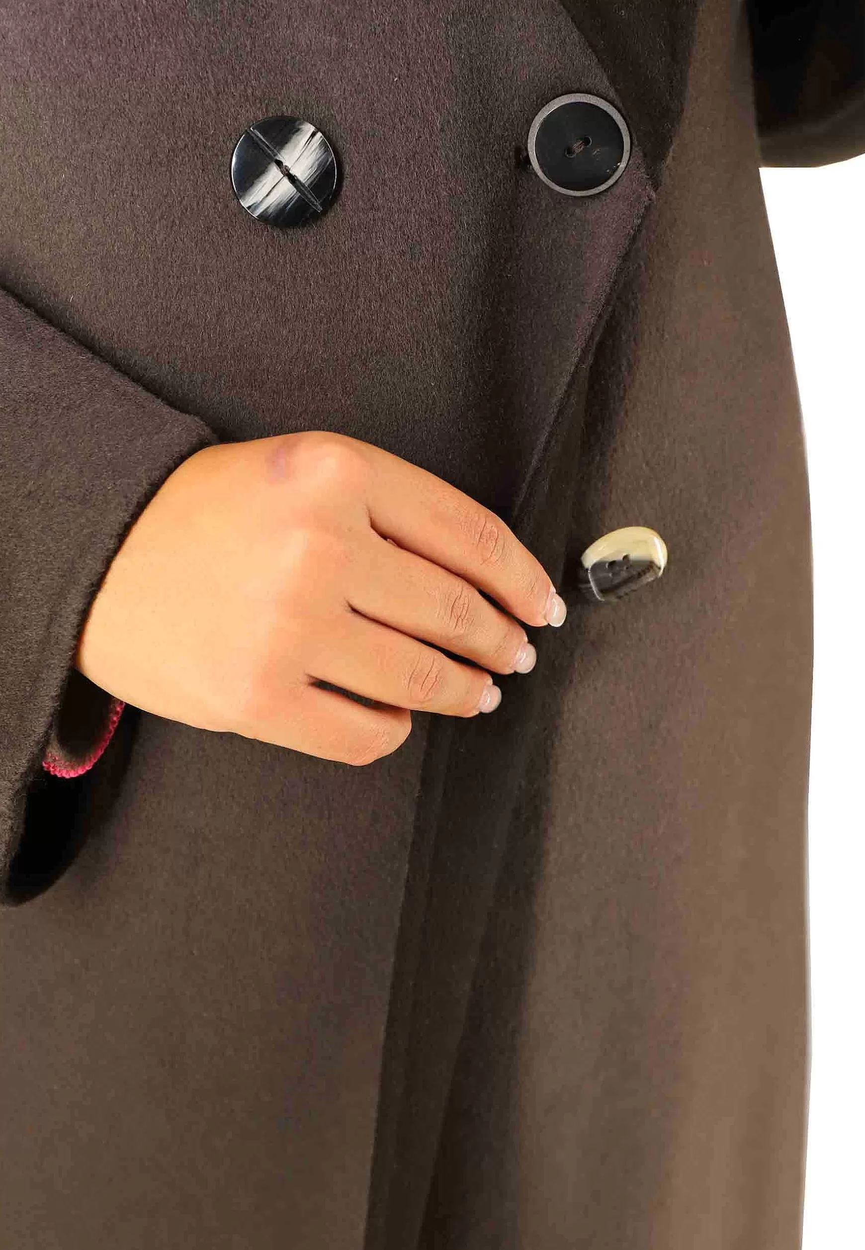 Cappotto Lungo Donna Double In Lana Marrone E Grigio A Doppiopetto*Maliparmi Cheap