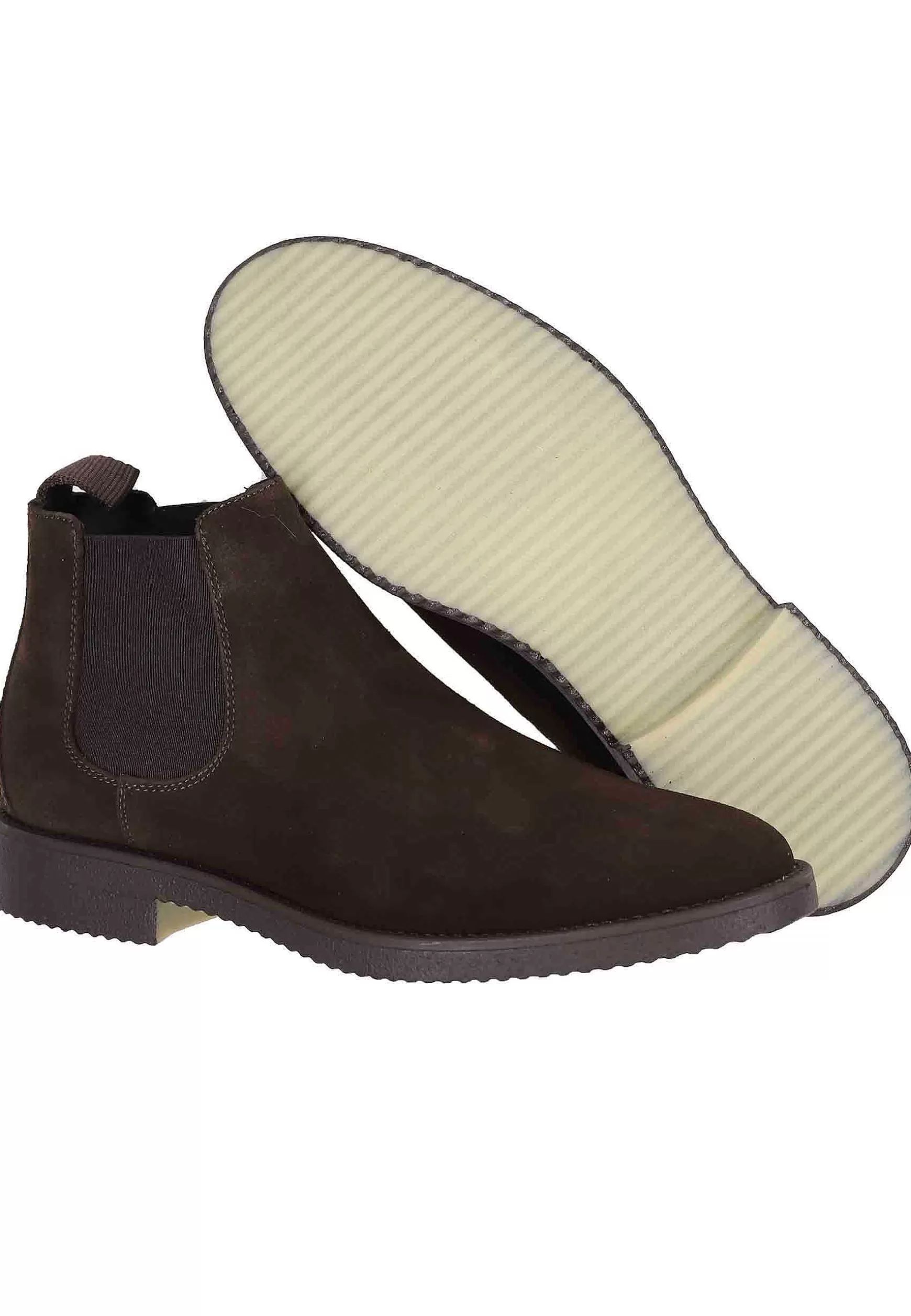 Chelsea Boots Uomo In Camoscio Testa Di Moro Con Suola In Para*Antica Cuoieria Discount