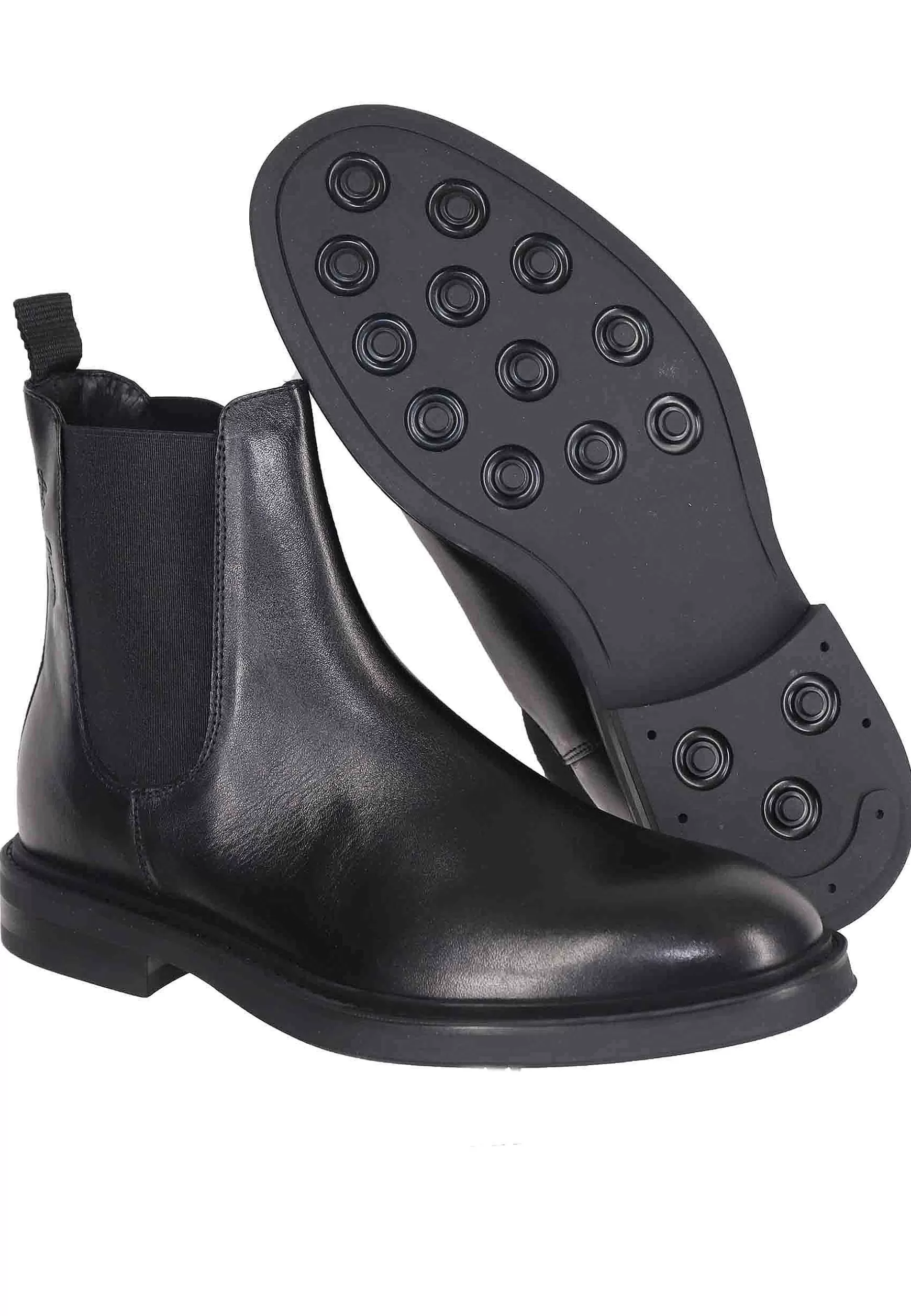 Chelsea Boots Uomo In Pelle Nera Con Suola In Gomma*Antica Cuoieria Cheap