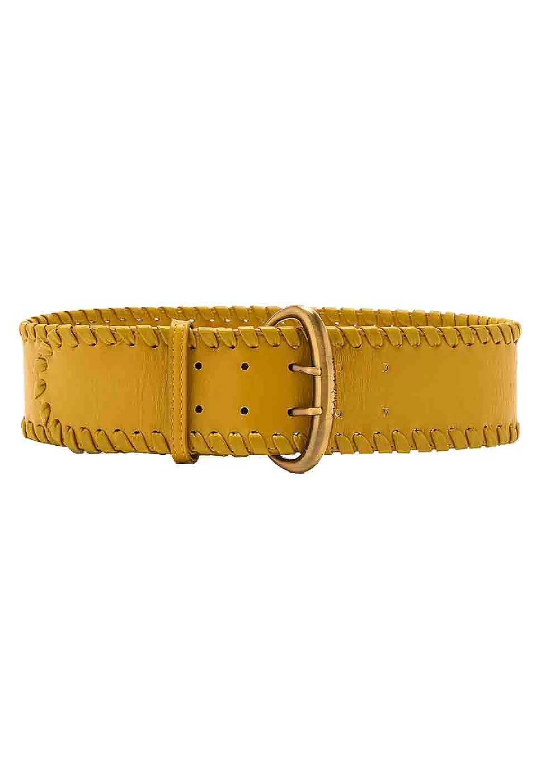 Cinture Donna Tresse In Pelle Senape Con Fibbione Oro*Maliparmi New