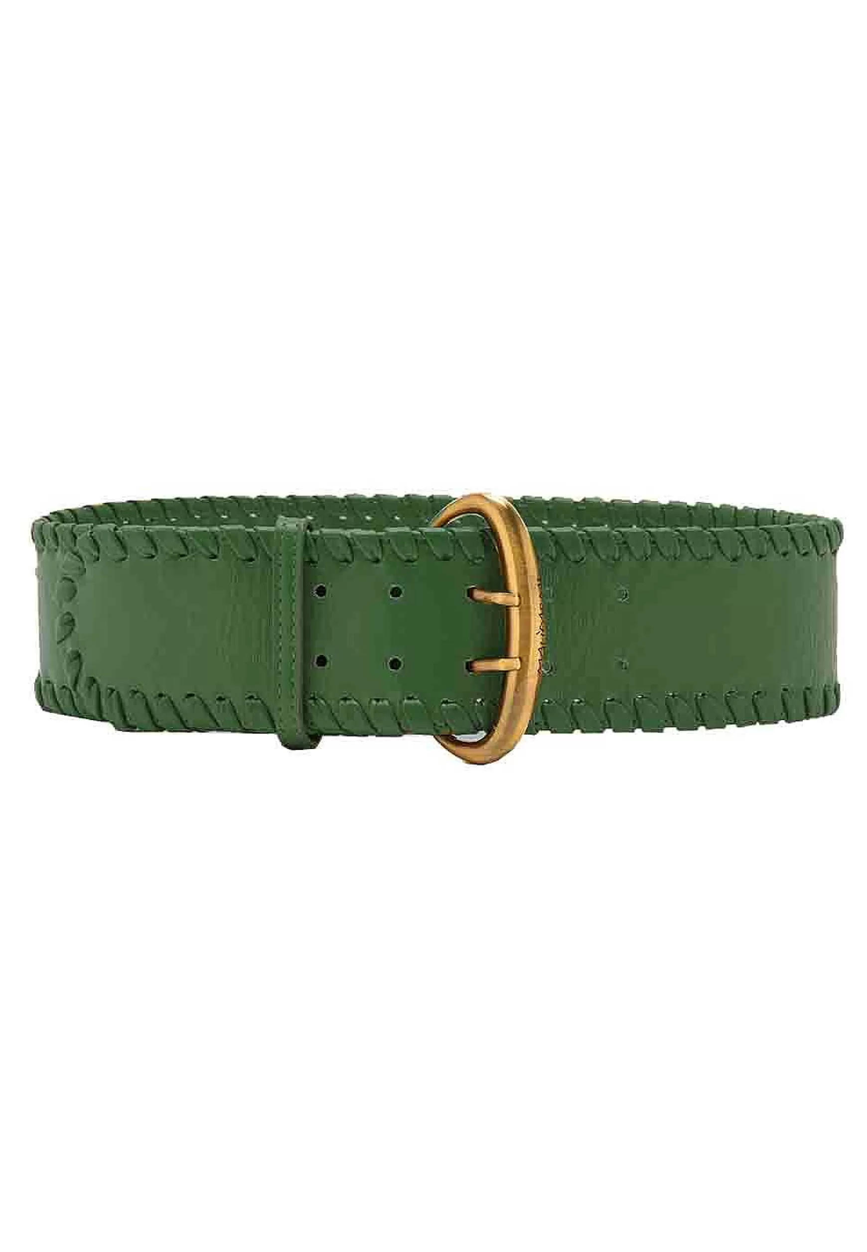 Cinture Donna Tresse In Pelle Verde Con Fibbione Oro*Maliparmi Shop