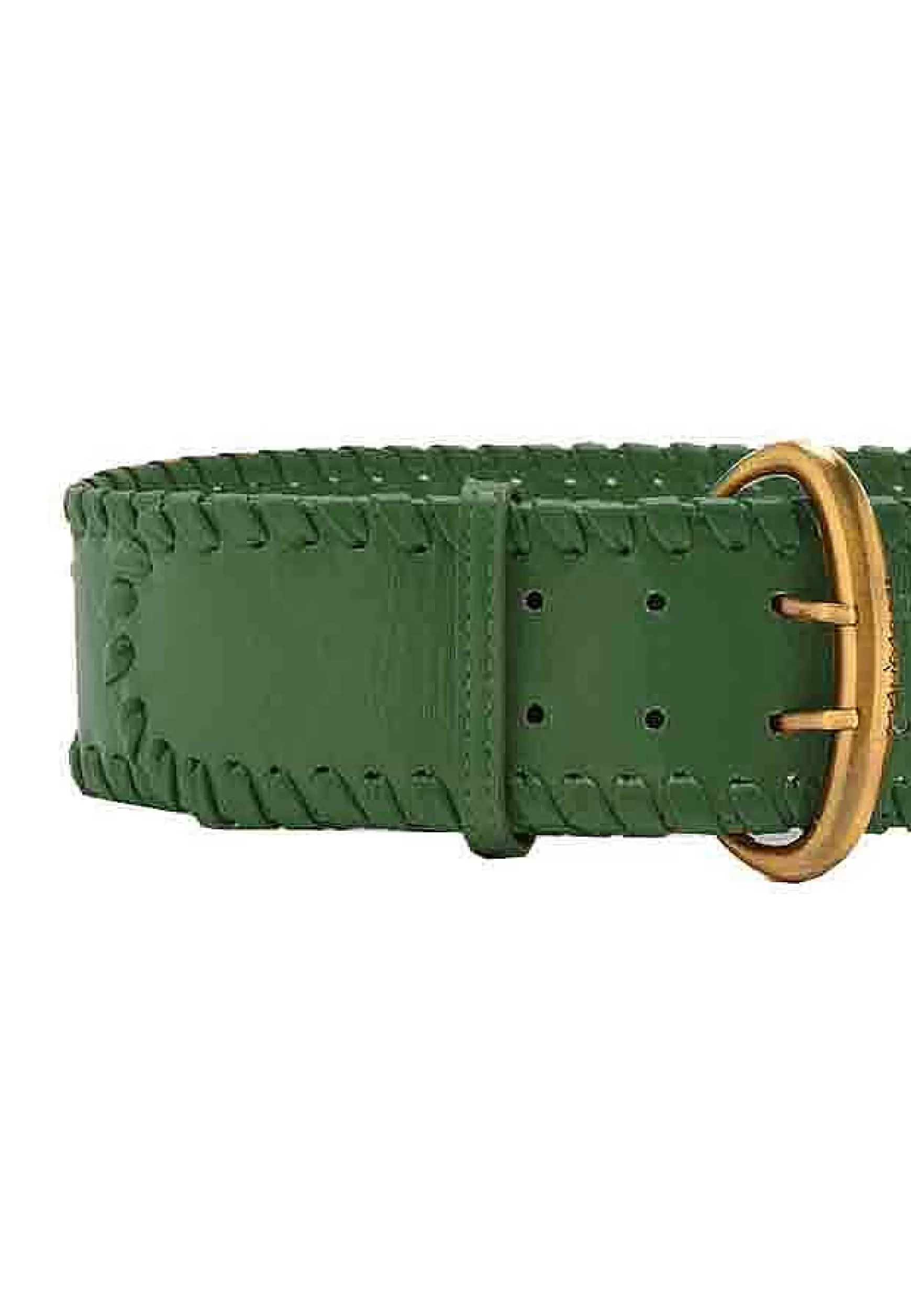 Cinture Donna Tresse In Pelle Verde Con Fibbione Oro*Maliparmi Shop