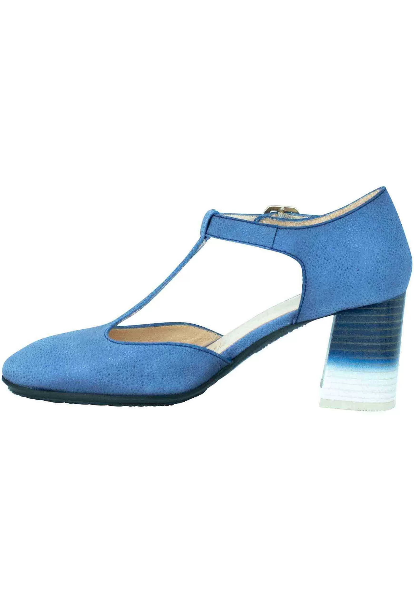 Decollete Australia Donna In Pelle Blu Con Tallone Chiuso E Cinturino*Hispanitas Cheap