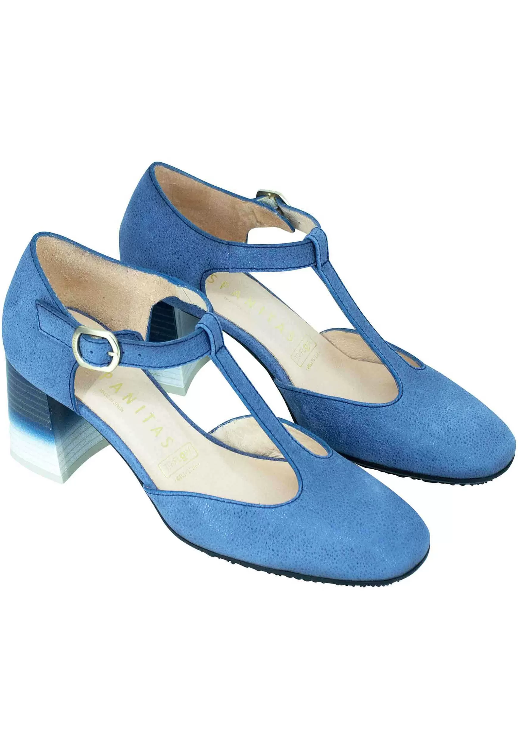 Decollete Australia Donna In Pelle Blu Con Tallone Chiuso E Cinturino*Hispanitas Cheap
