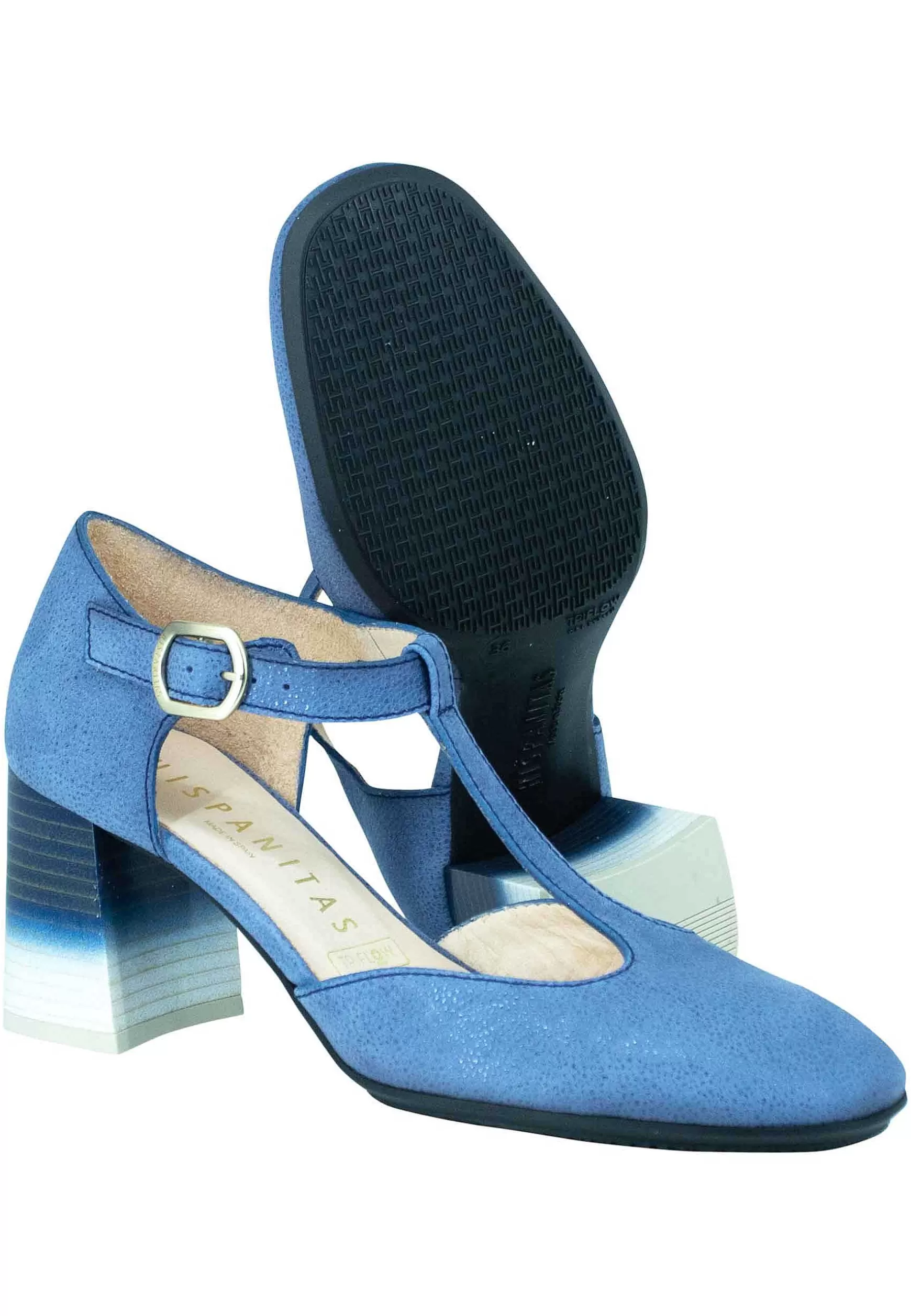 Decollete Australia Donna In Pelle Blu Con Tallone Chiuso E Cinturino*Hispanitas Cheap