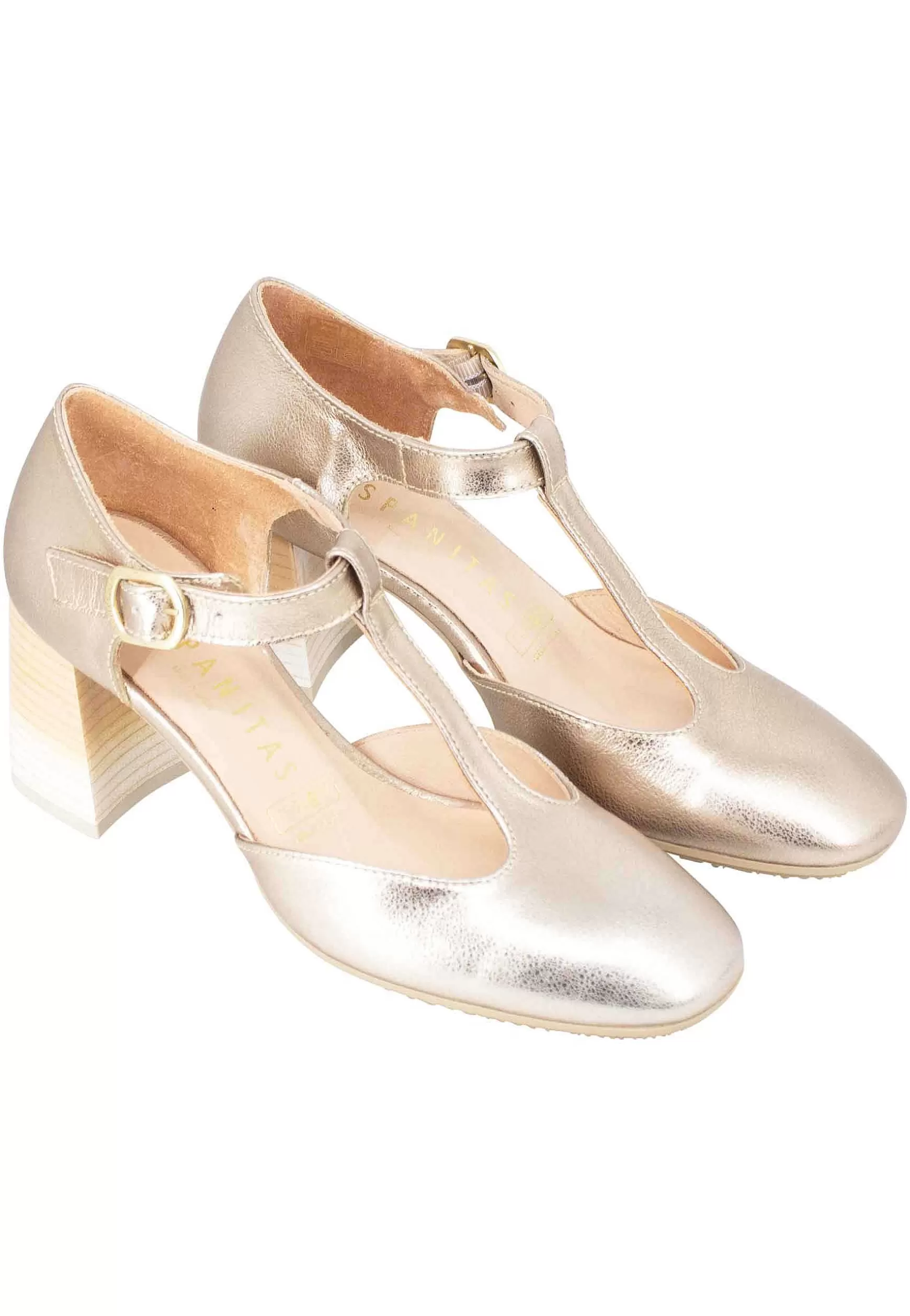 Decollete Australia Donna In Pelle Laminata Platino Con Tallone Chiuso E Cinturino*Hispanitas Best