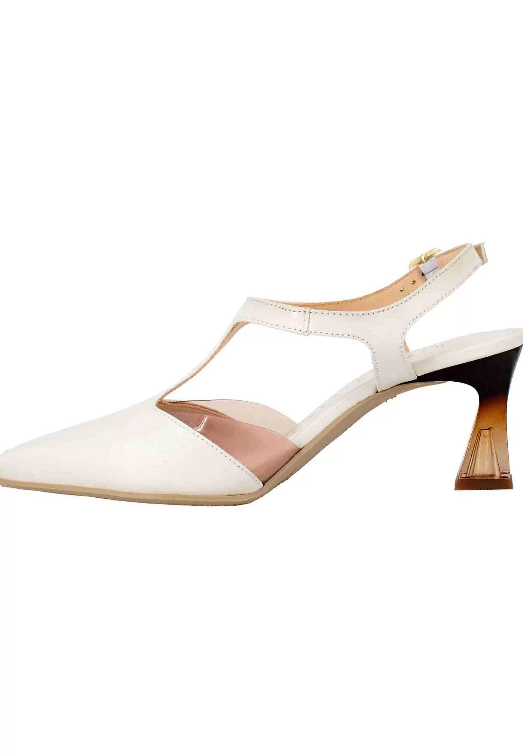 Decollete Dalia Slingback Donna In Pelle Beige Con Tacco Fume*Hispanitas Shop