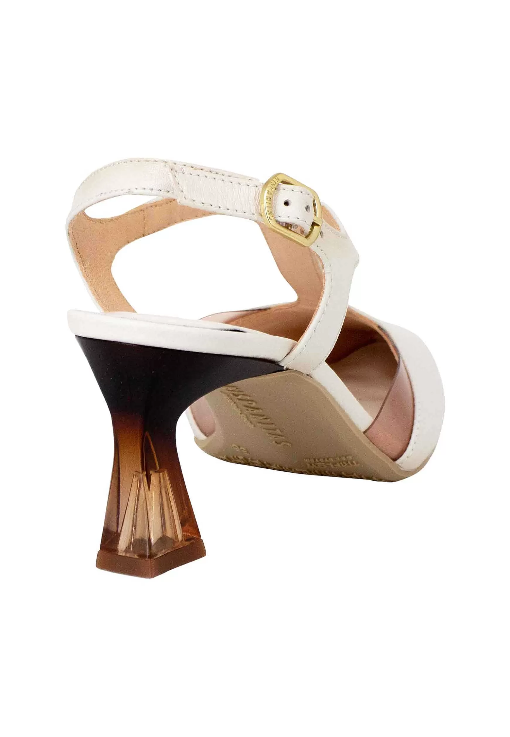 Decollete Dalia Slingback Donna In Pelle Beige Con Tacco Fume*Hispanitas Shop