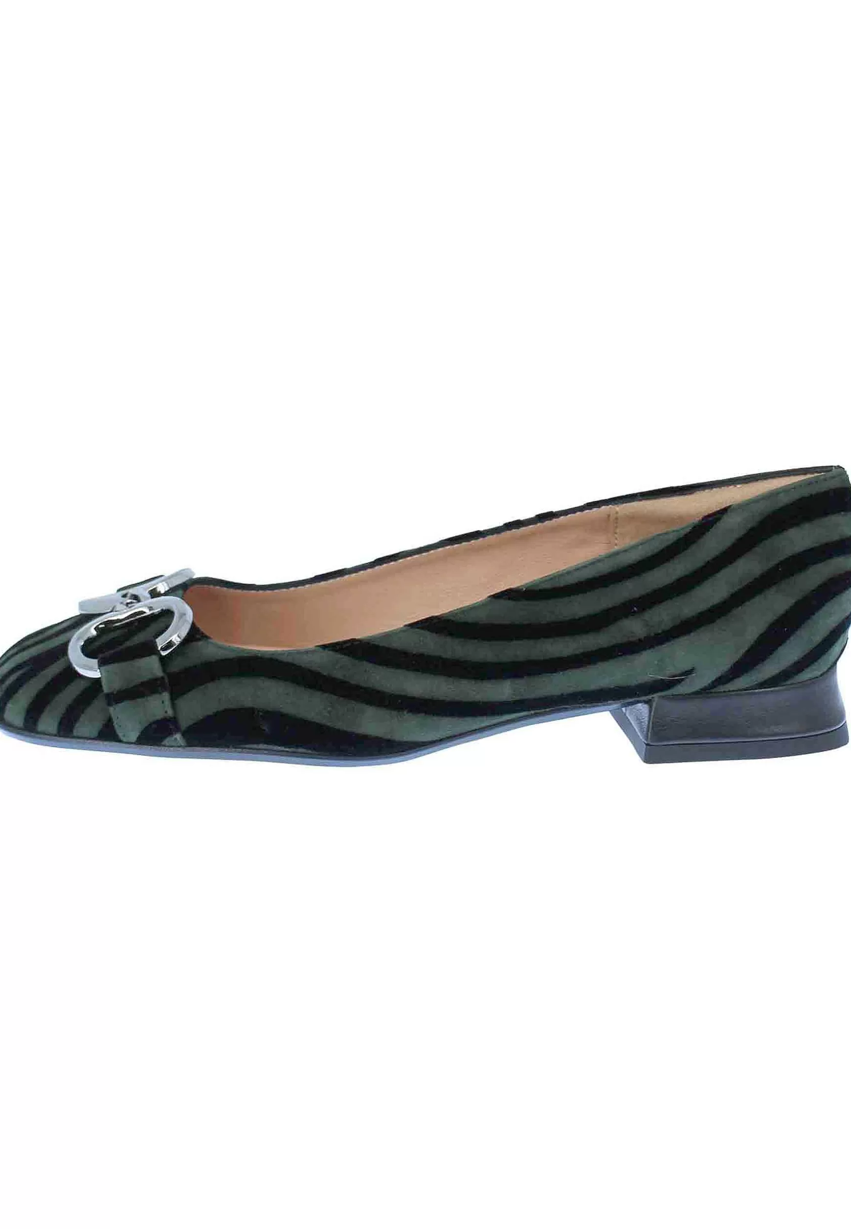 Decollete Donna In Camoscio Animalier Con Morsetto In Argento E Tacco Basso** Cheap