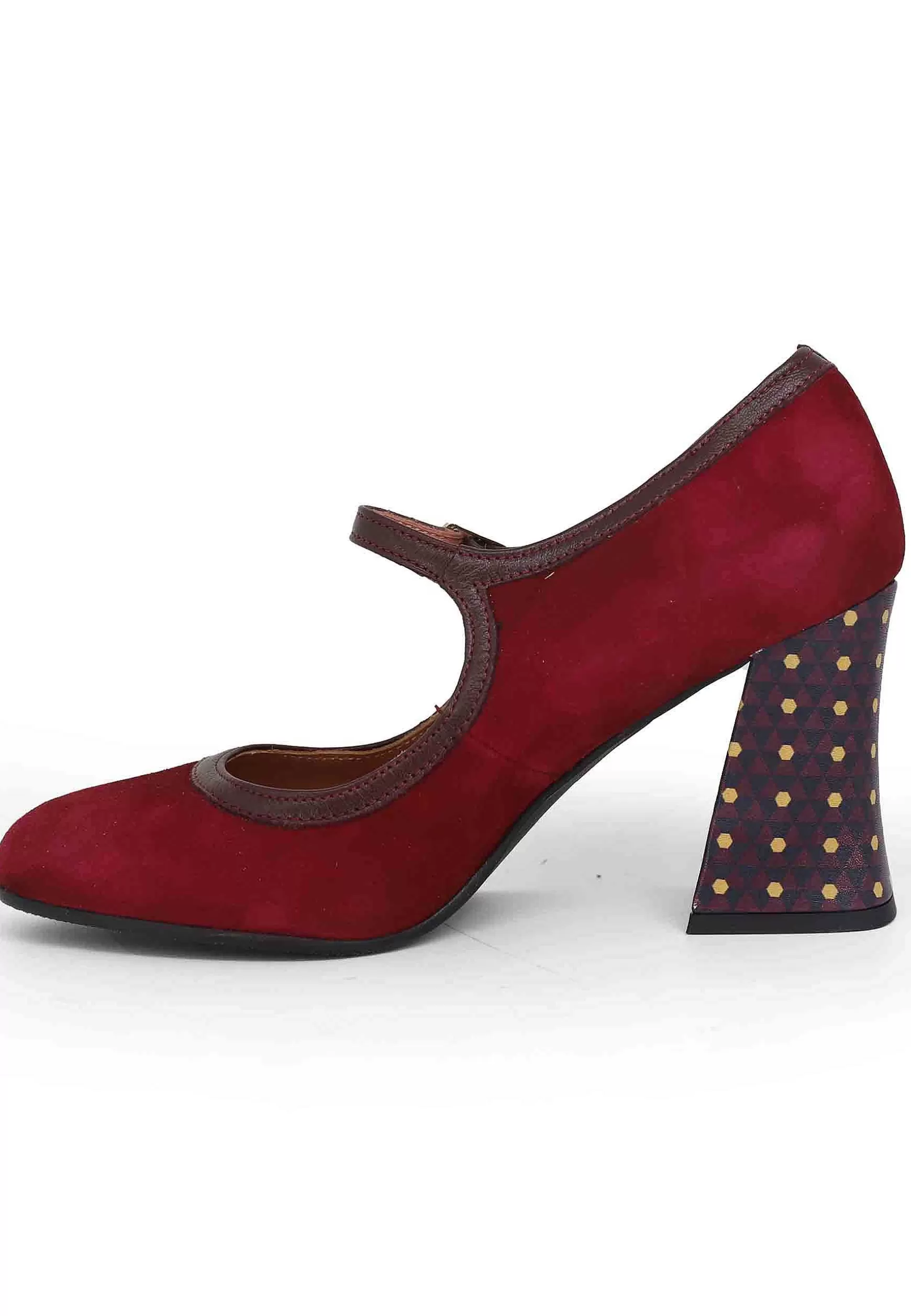 Decollete Donna In Camoscio Bordeaux Con Tacco Decorato*Les Venues Discount