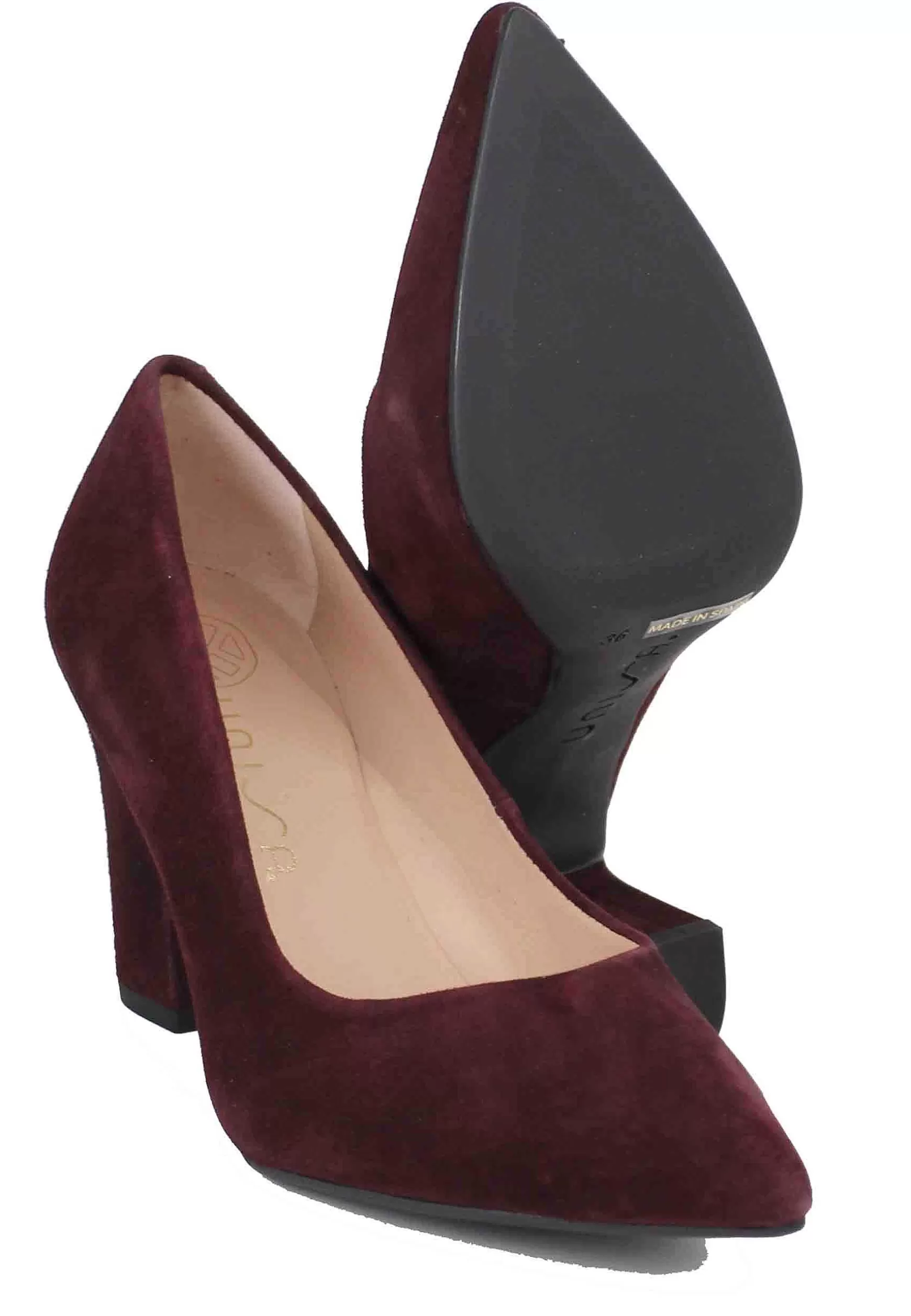 Decollete Donna In Camoscio Bordeaux Tacco Alto*Unisa Outlet