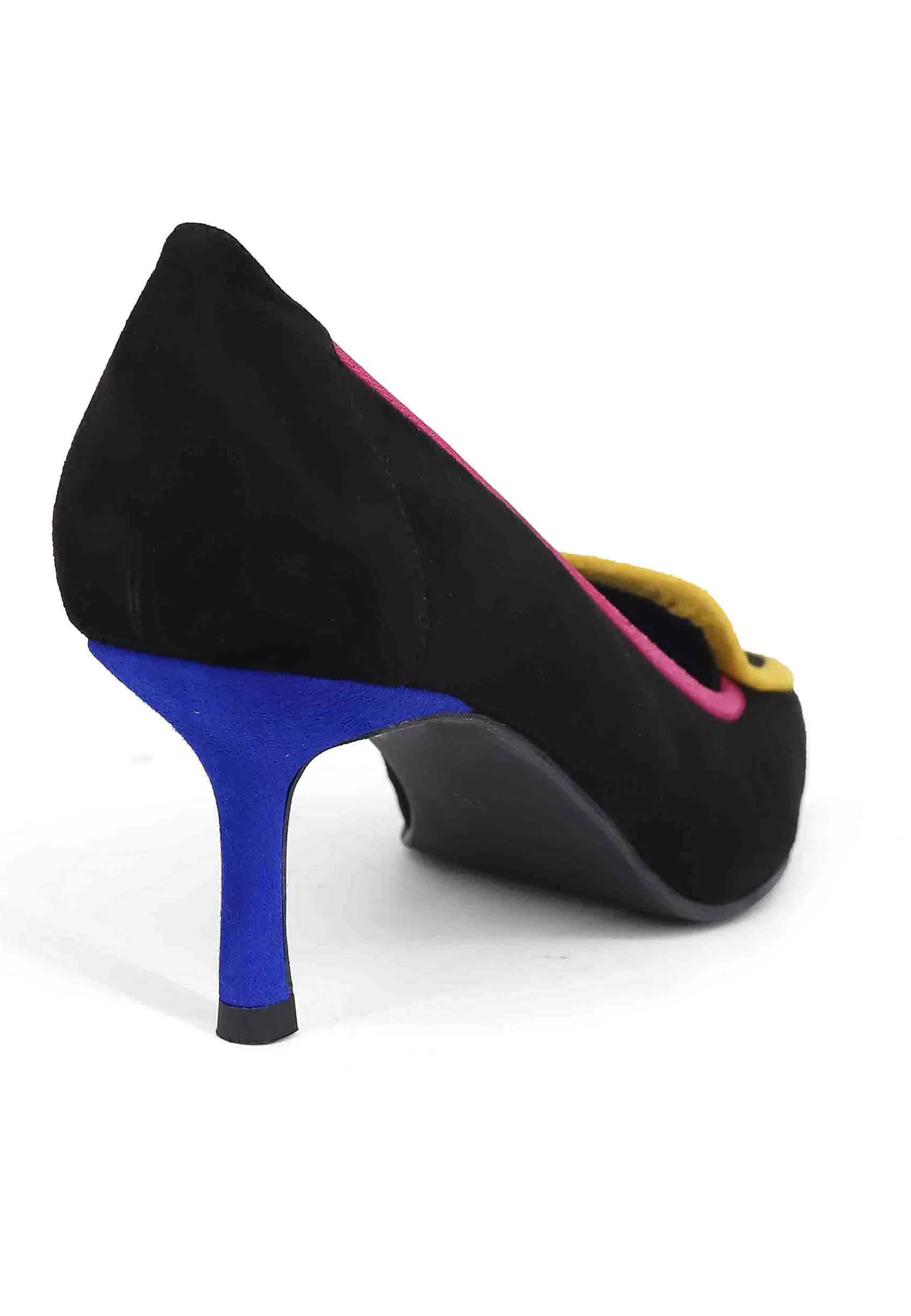 Decollete Donna In Camoscio Nero Con Riporti Multicolore*Daniele Ancarani Online