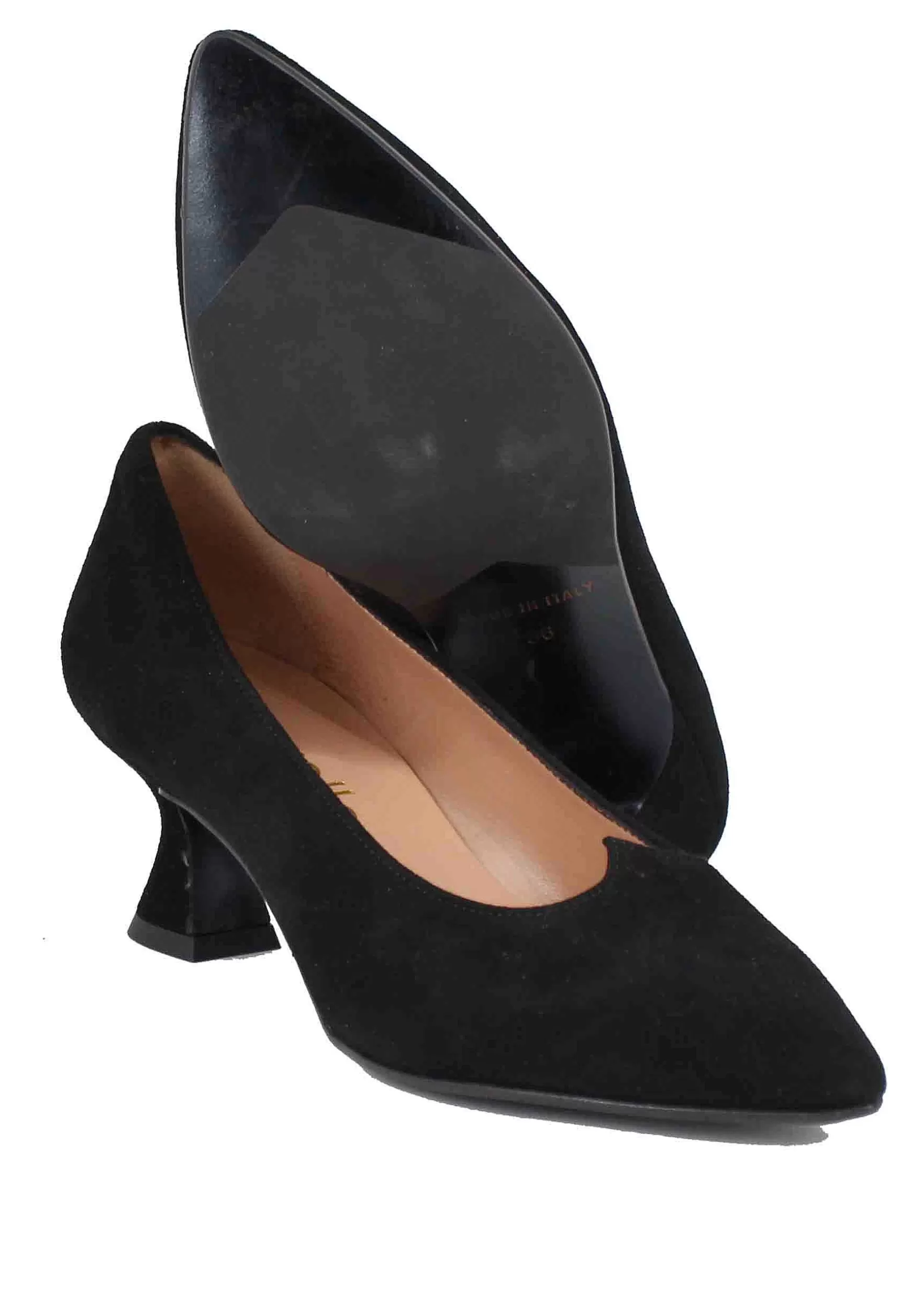 Decollete Donna In Camoscio Nero Con Scollo A Cuore** Shop