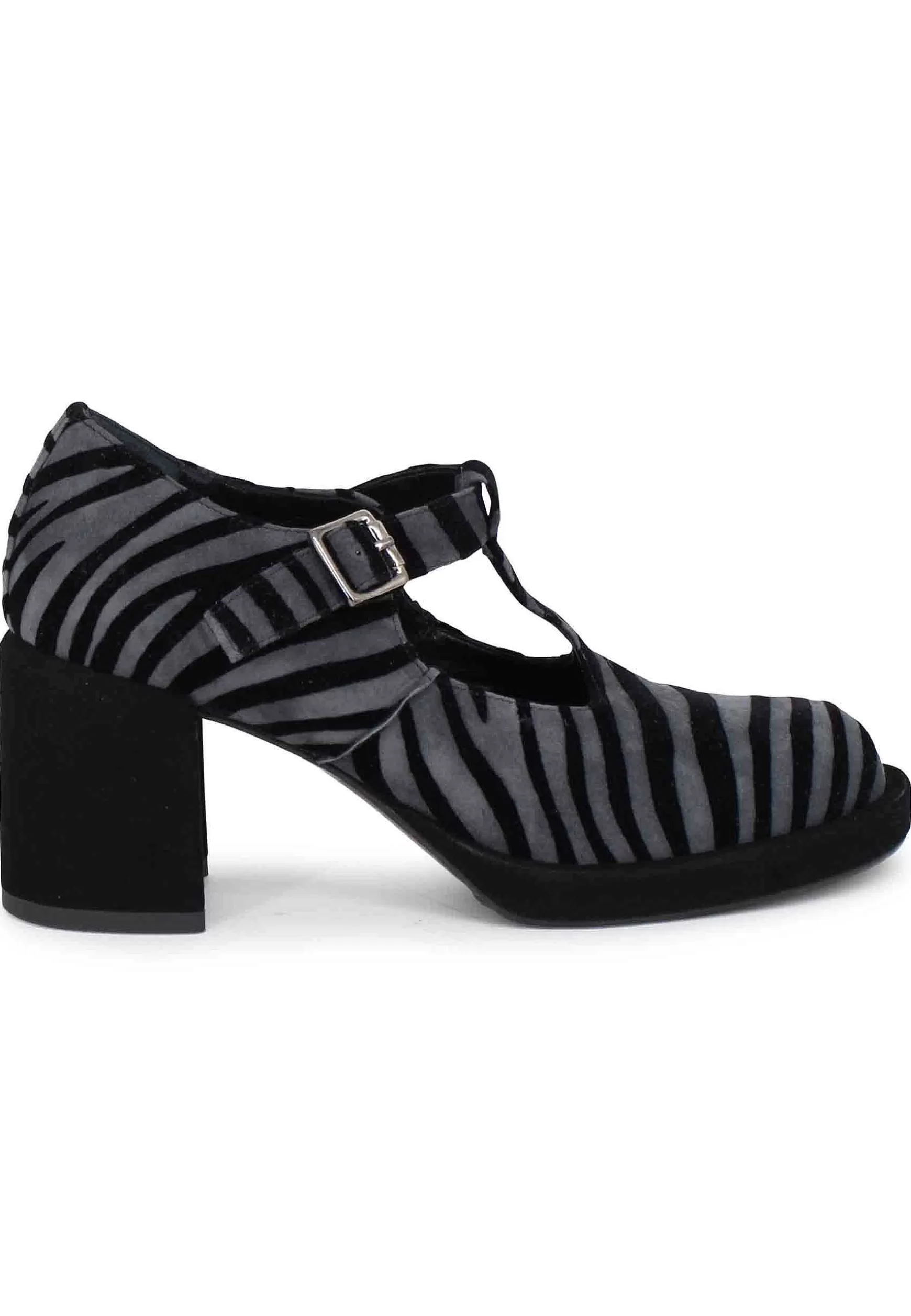 Decollete Donna In Camoscio Nero E Grigio Con Tacco E Plateau** Shop