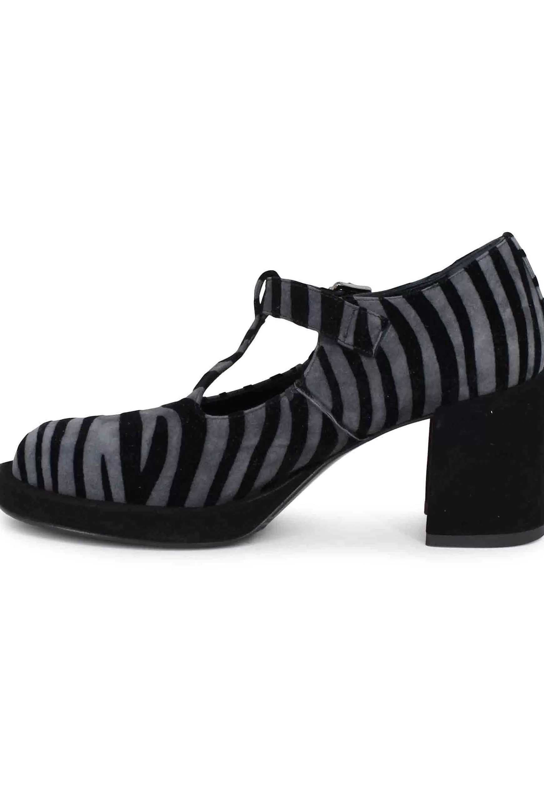Decollete Donna In Camoscio Nero E Grigio Con Tacco E Plateau** Shop