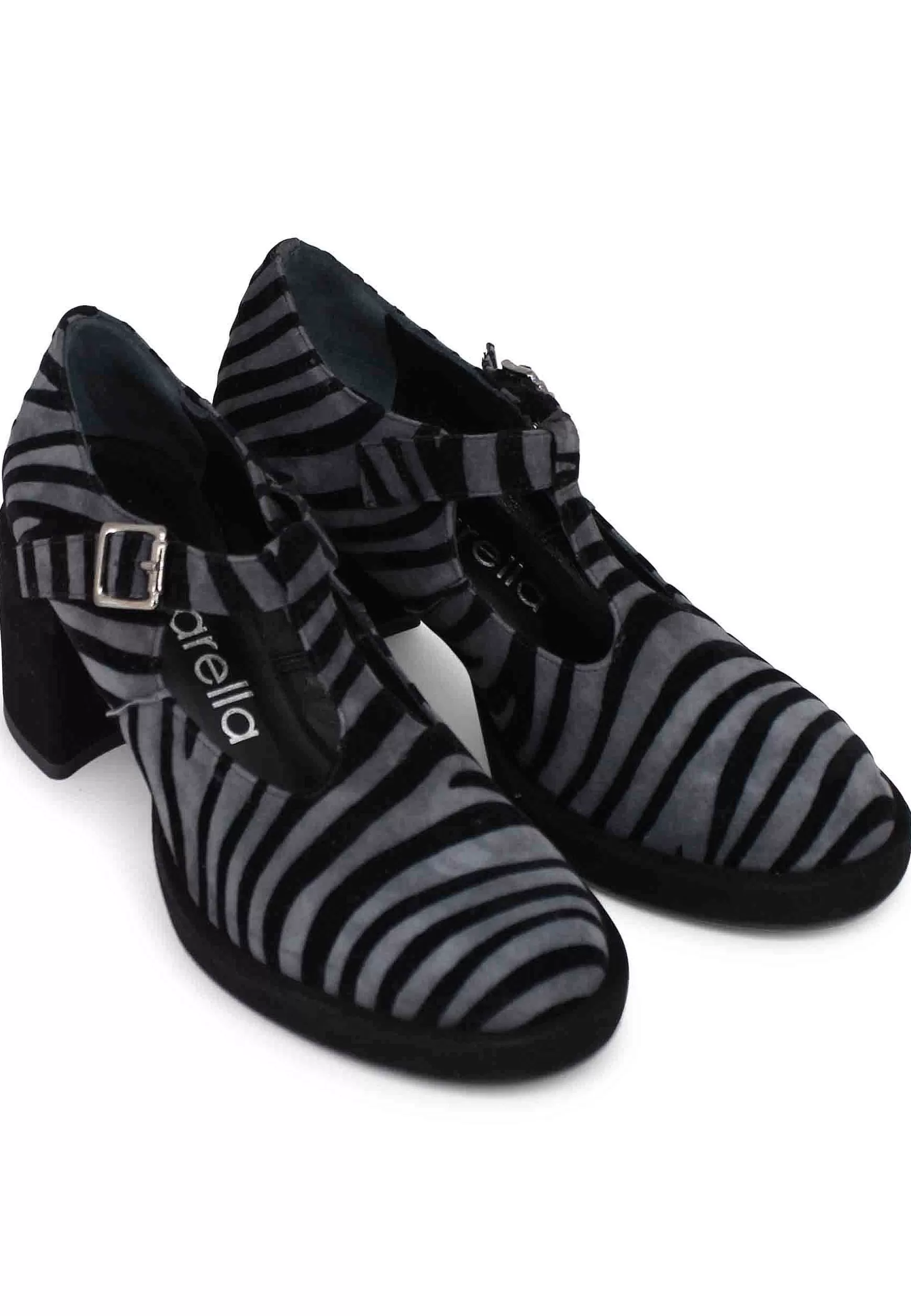 Decollete Donna In Camoscio Nero E Grigio Con Tacco E Plateau** Shop
