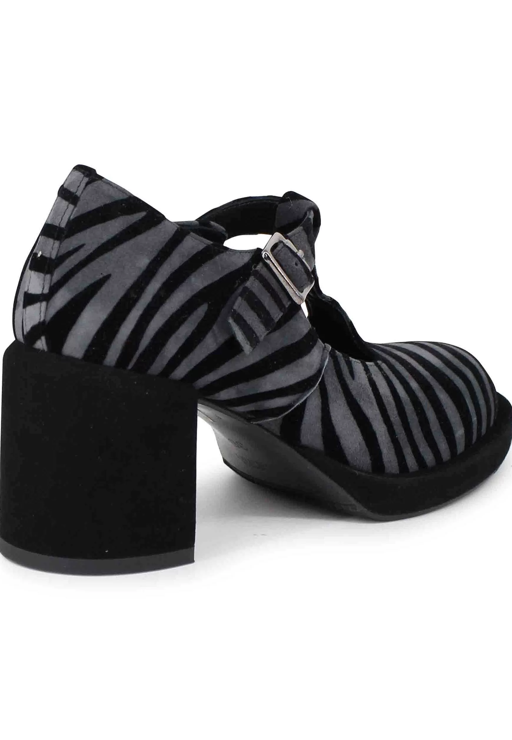 Decollete Donna In Camoscio Nero E Grigio Con Tacco E Plateau** Shop