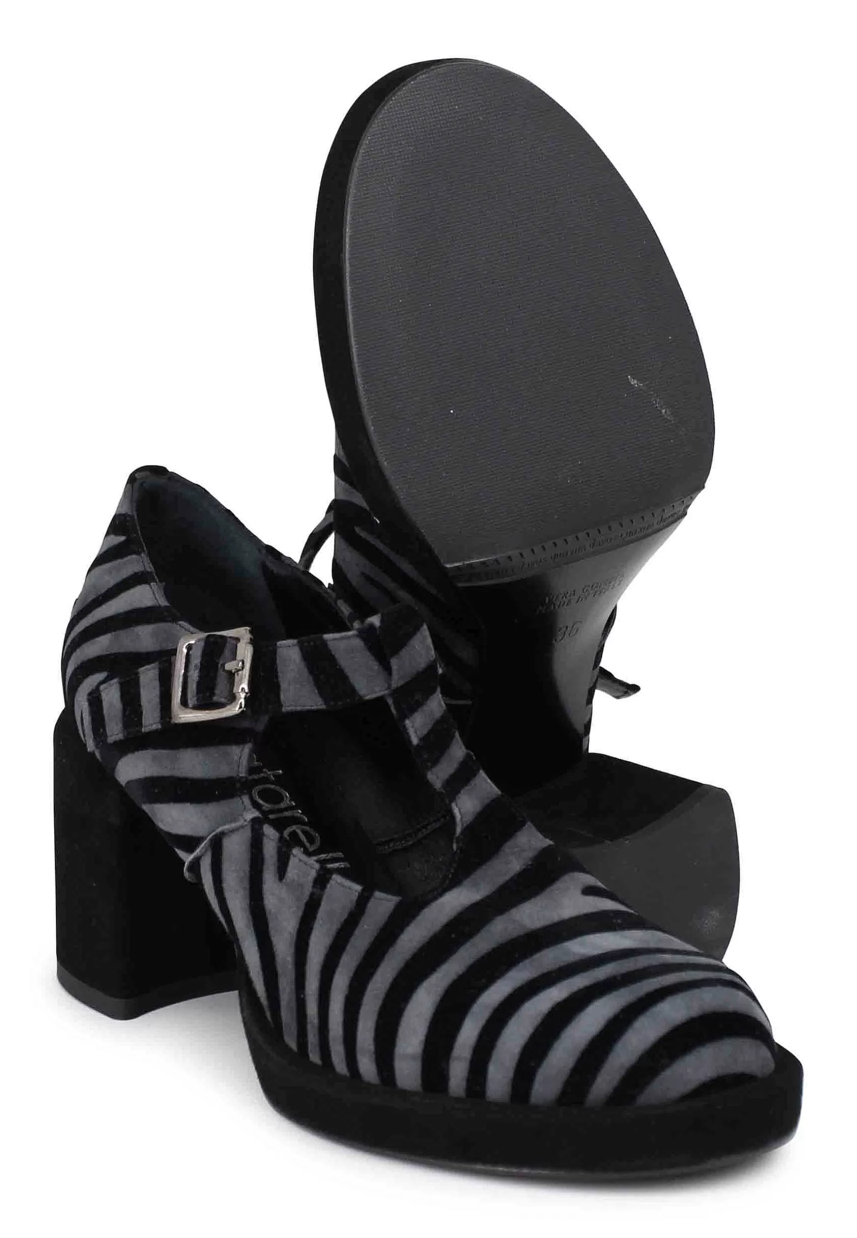 Decollete Donna In Camoscio Nero E Grigio Con Tacco E Plateau** Shop