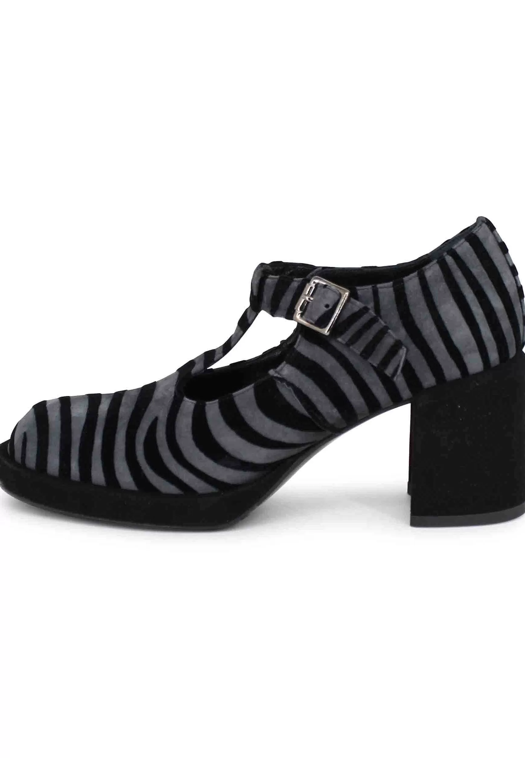 Decollete Donna In Camoscio Nero E Grigio Con Tacco E Plateau** Shop